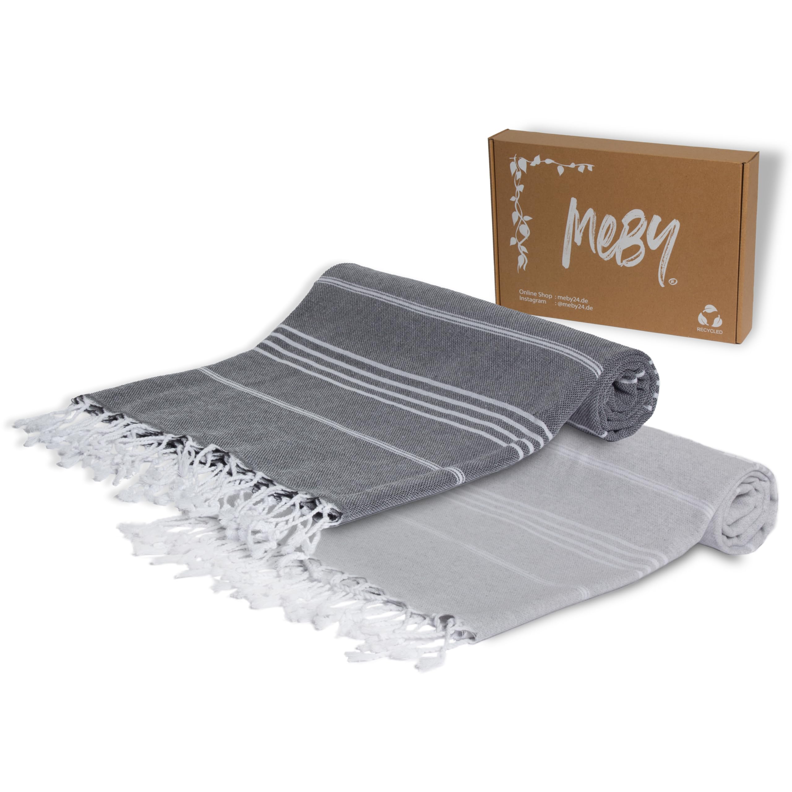 MEBY Set of 2 XXL Sauna Towels (100 x 200 cm) Beach Towel, Bath Towel, Turkish Hammam Towel - Image 3