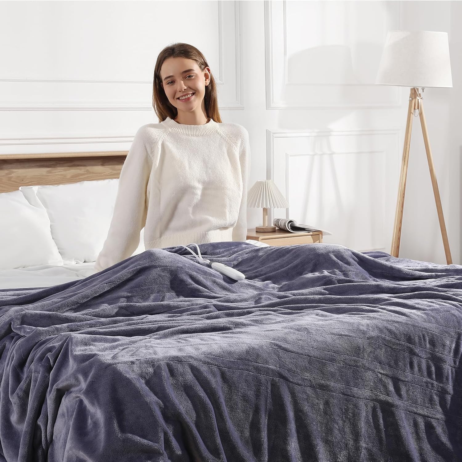 King Size Heated Blanket Electric Blanket 100''X90'' - Purple Heating Blanket Flannel Double Controllers Heated Blanket with 5 Heat Settings & 10 Hours Auto-Off for Grandma Gifts(Lavender) Lavender 100" x 90" King