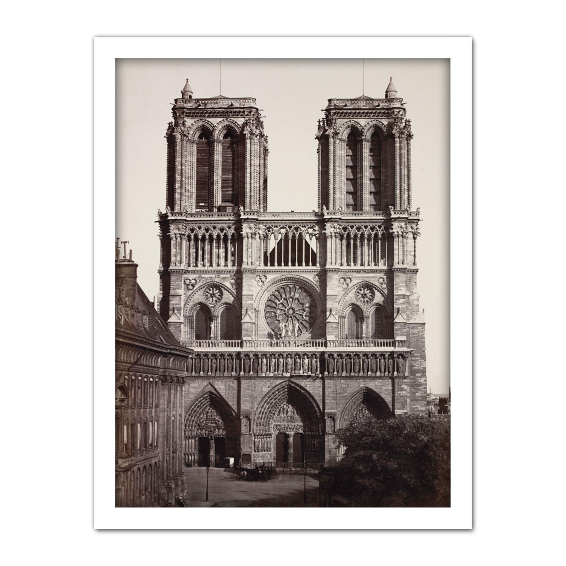 Baldus Notre-dame Cathedral Paris 1857 Photo Artwork Framed Wall Art Print 18X24 Inch