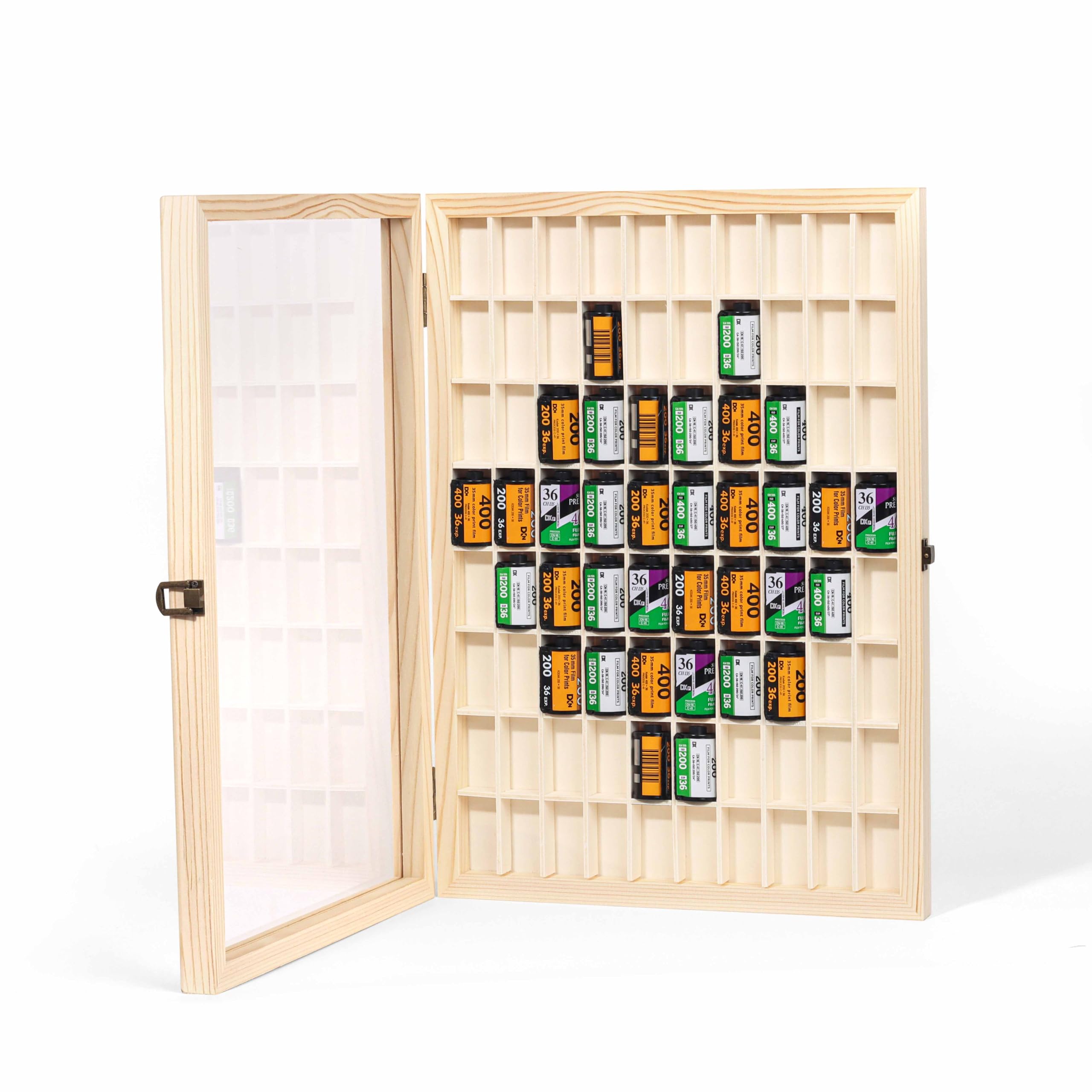 MUZIRI KINOKOO Estuche de madera compatible con película Kodak 135, 80 rollos de película 135, contenedor de madera maciza, caja de almacenamiento para película Kodak de 35 mm, exhibición de artículos