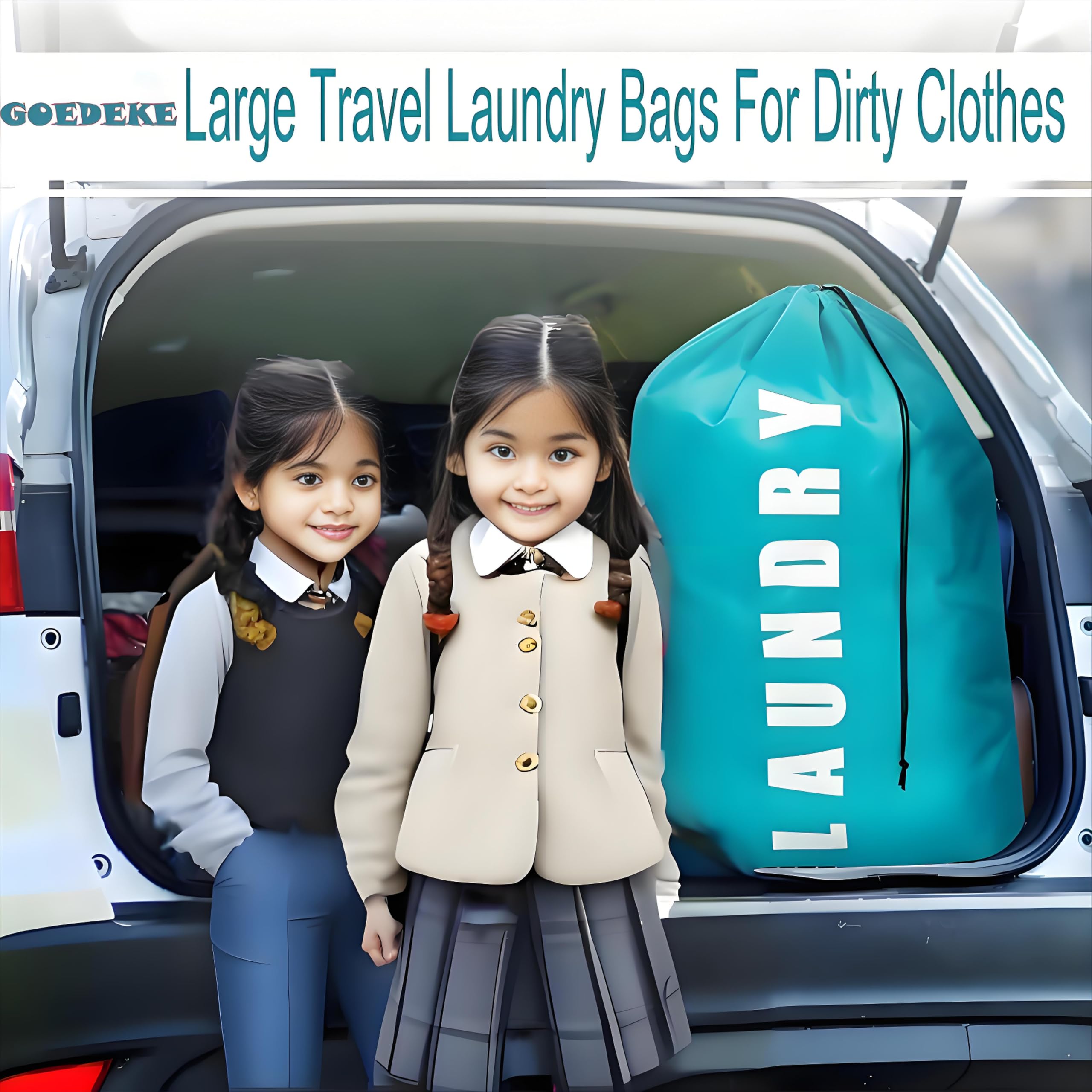 Paquete de 2 bolsas de lavandería grandes, bolsa de lavandería portátil de 24 x 36 pulgadas con cordón de cordón, bolsas de lavandería de viaje para ropa sucia, ideal para viajes, hogar, dormitorio y