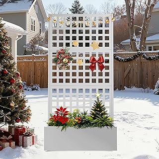 FENCY Metal Raised Garden Bed with Trellis, Planter Box with Trellis, Ga...