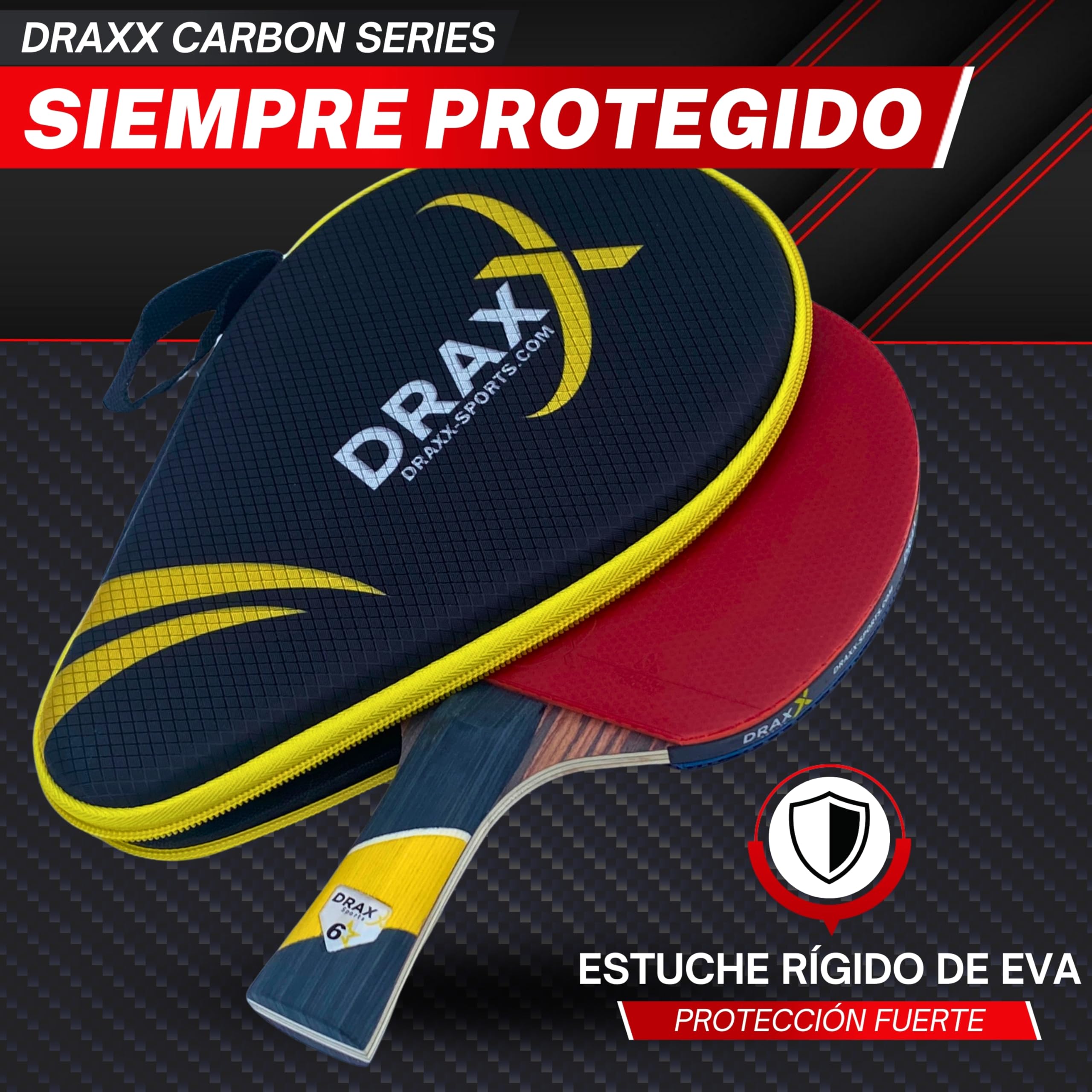 Pala Ping Pong Carbon | Raqueta de Carbono Profesional para un Control inigualable, Giro y Potencia, Ultra Ligera, Esponja de 2 mm y Revestimiento de Alto Rendimiento - 5