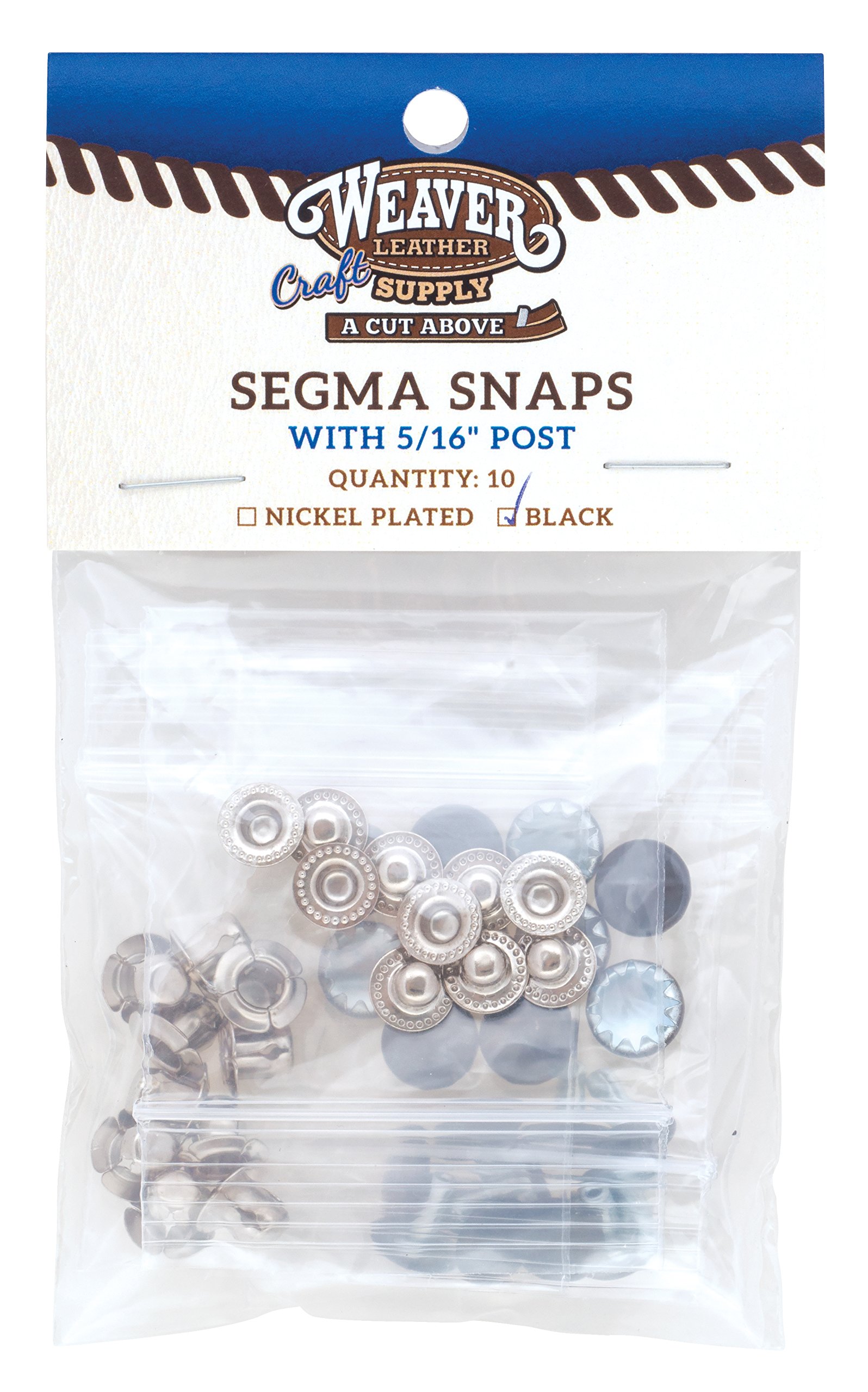 Weaver Leather #2205 Segma Snaps Saddle Accessories (10 Pack), Black
