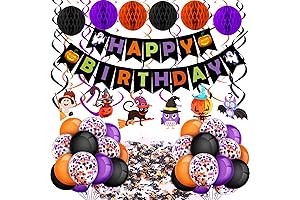 HAPPY BIRTHDAY Halloween Theme Porch Sign Hanging Banner Pumpkin Ghouls Bat Cat...