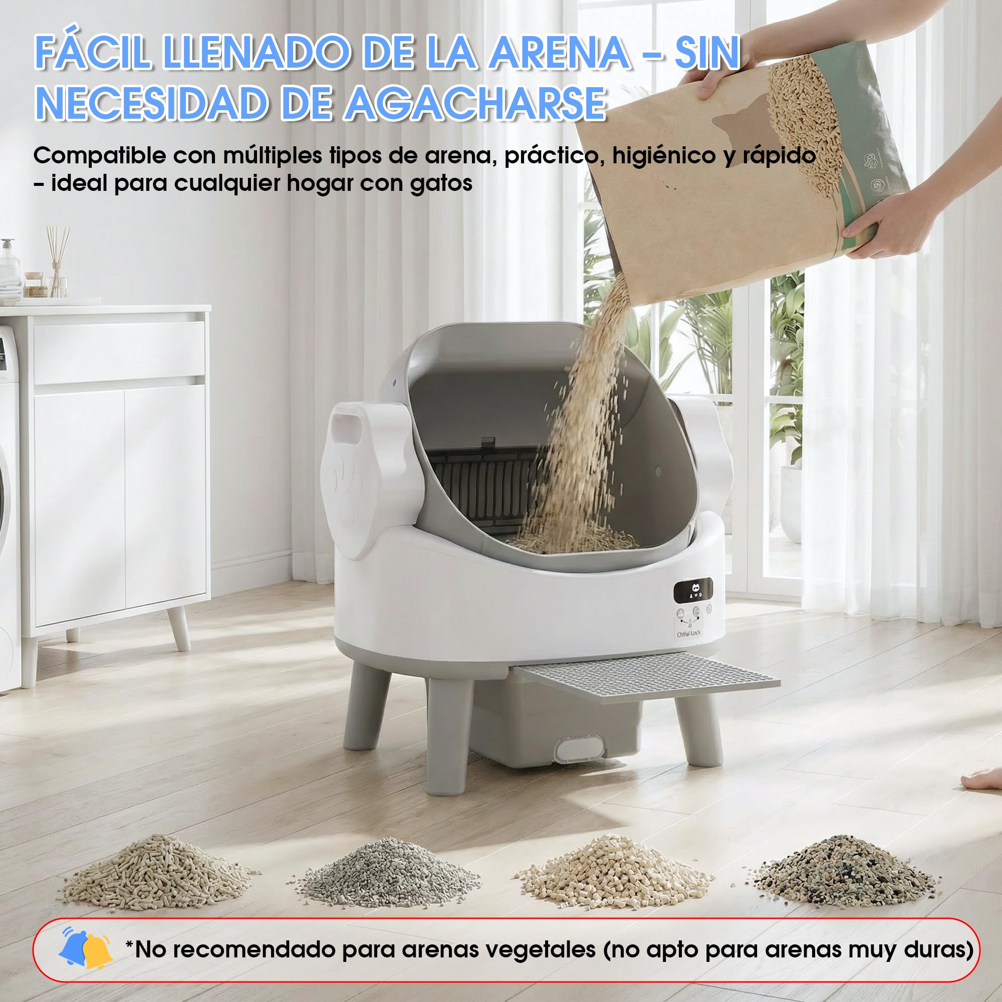 Arenero Gatos Autolimpiable Grande, con 4 Protecciones, Gran Espacio & Fácil Montaje, para Gatos de hasta 10 kg – La Elección Ideal como Primer Arenero Electronico