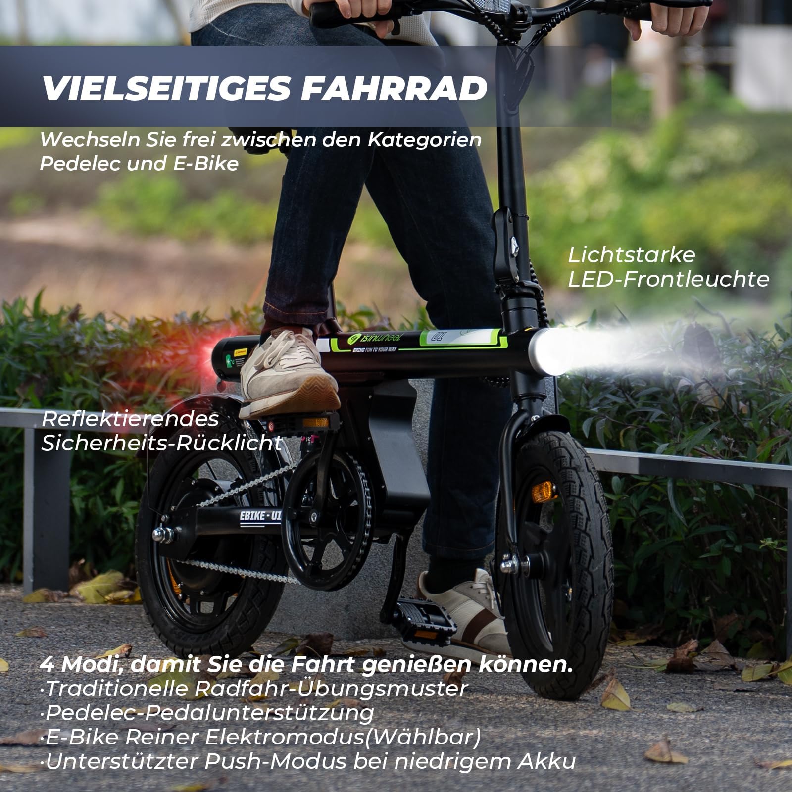 Finbike E Bike Klapprad,14 Zoll Elektrofahrrad 7.8Ah Akku,250W Kompakt Elektrofahrräder mit 3H Schnellladung,3 Fahrmodi,3 Geschwindigkeitsmodi,Reichweite MAX 45km,Electric Bike für Herren und Damen
