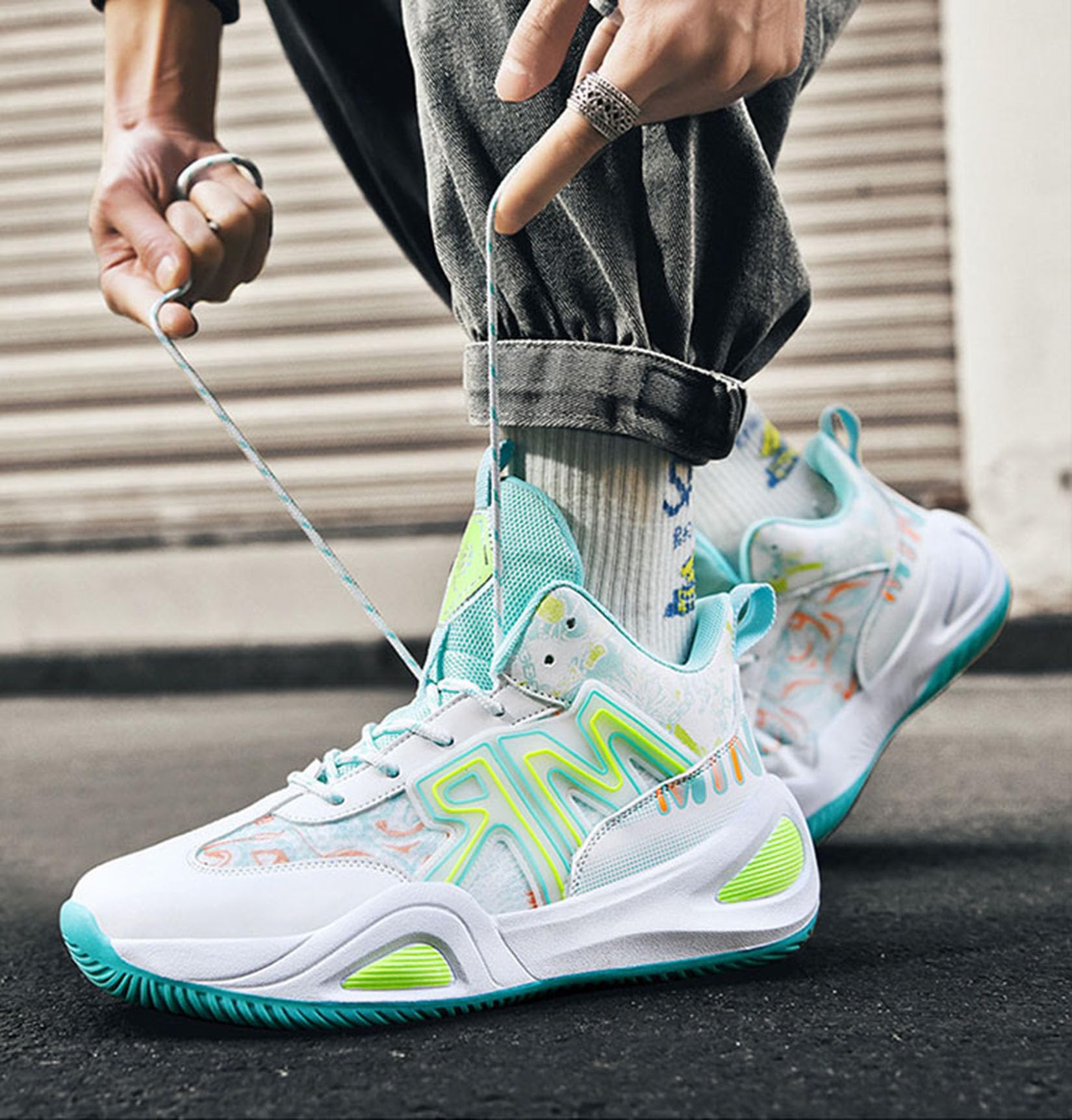 Zewnętrzne Buty Do Koszykówki Męskie Buty Sportowe Antypoślizgowe Do Koszykówki(45 EU, Q3)