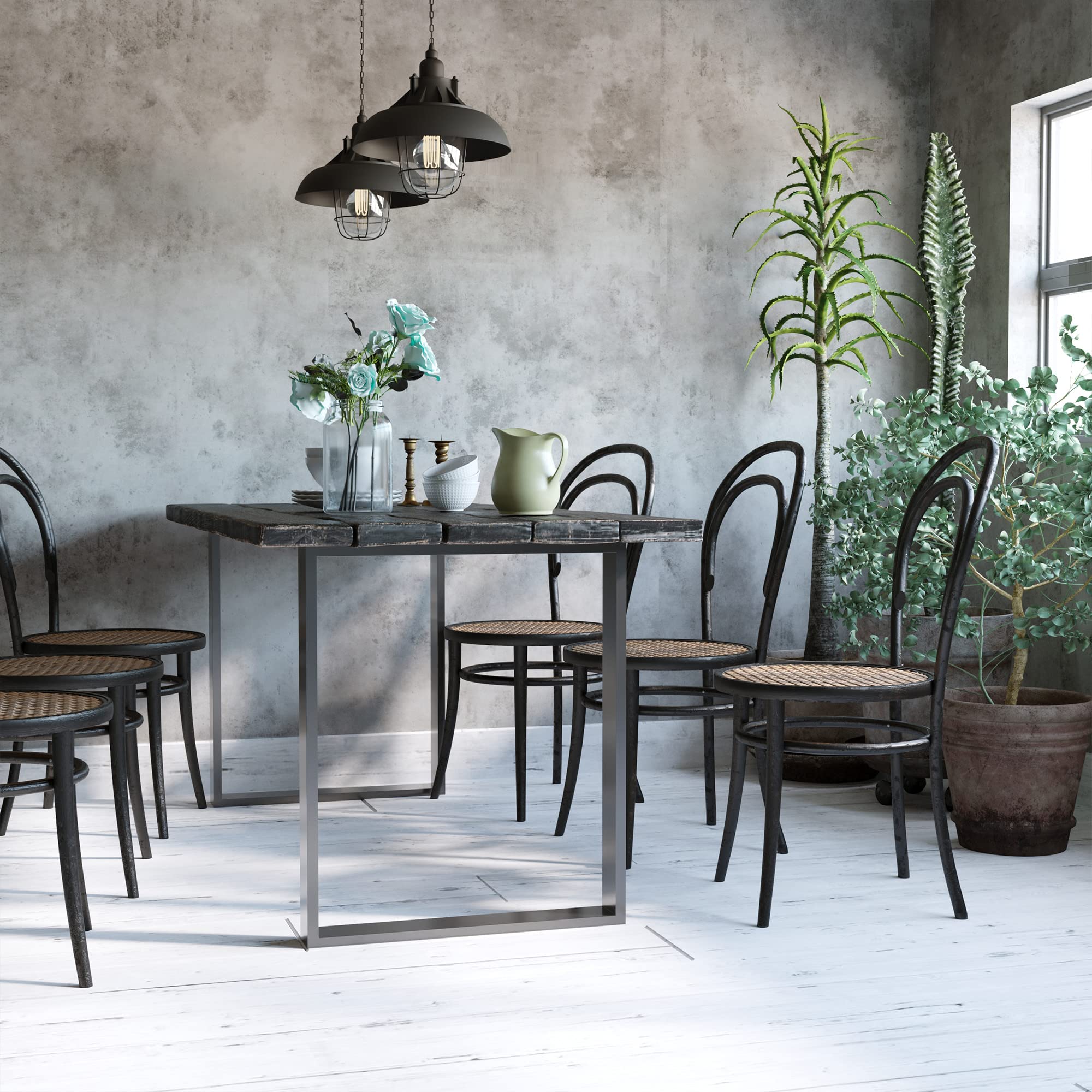 HOMCOM Tischbeine mit Bodenschoner für Esstisch 2er Set 60 x 72 cm Schwarz | Möbelfüße aus Metall, Tischgestell, Tischkufen, für Schreibtisch, Nachttisch
