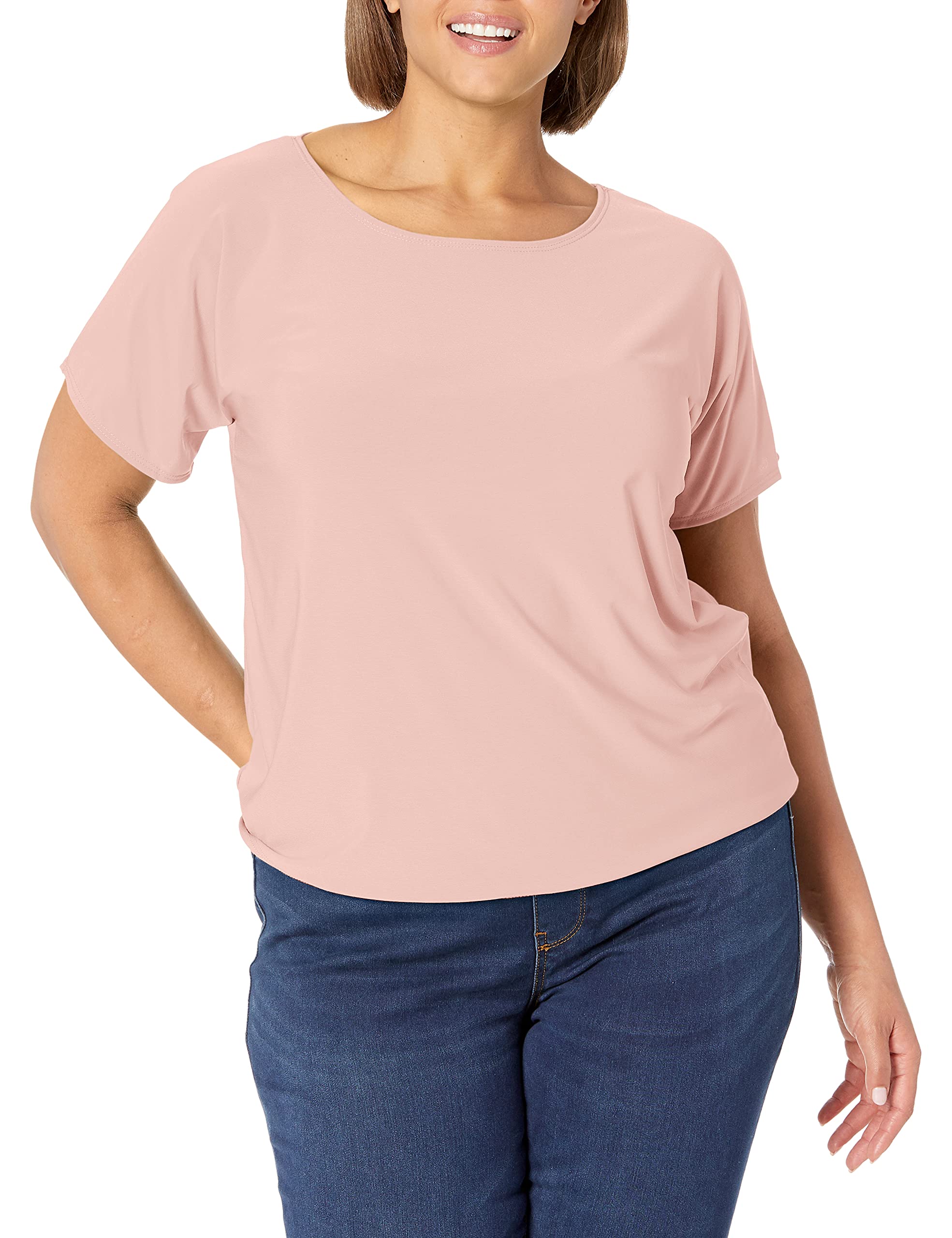 Star VixenWomen's Plus-Size Dolman SLV Hi-Low Hem Easy-wear Smooth Knit Top