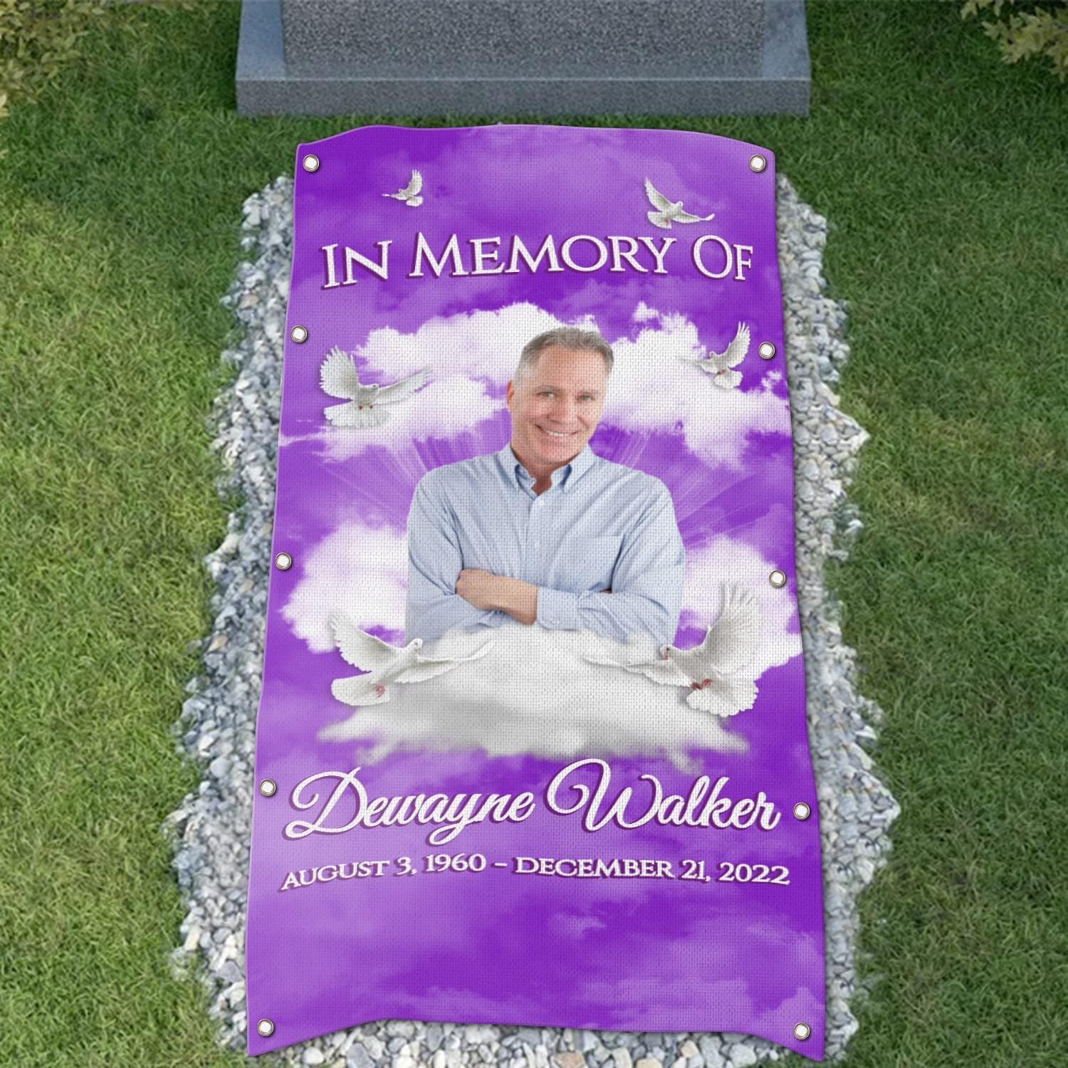 44memory Custom Memorial Grave Blanket Photo Name, Custom