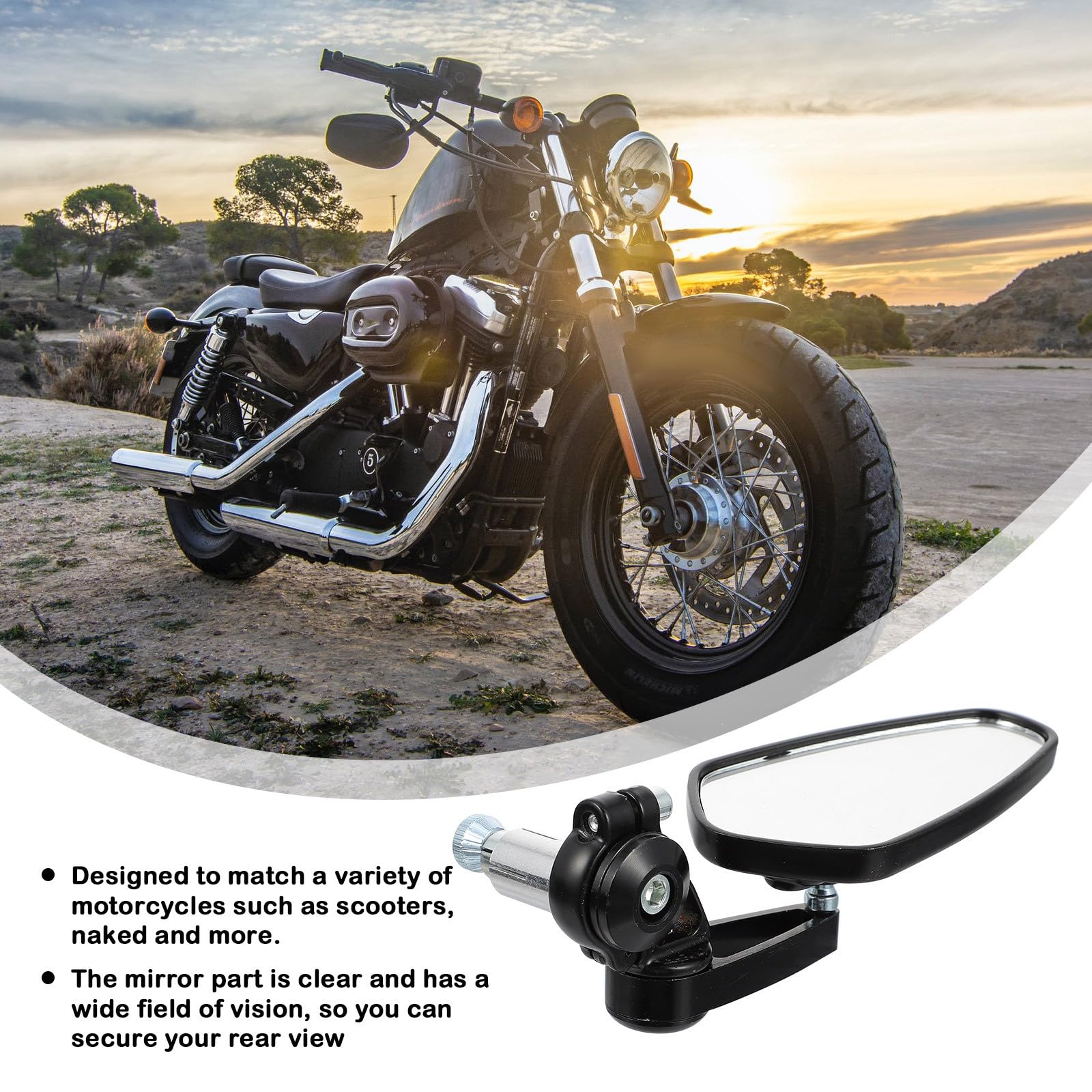 Specchietti Ampio Visivo Retrovisori 22mm Moto in Lega di Alluminio e Abs e Design Semplice per Scooter e Naked Motociclistica