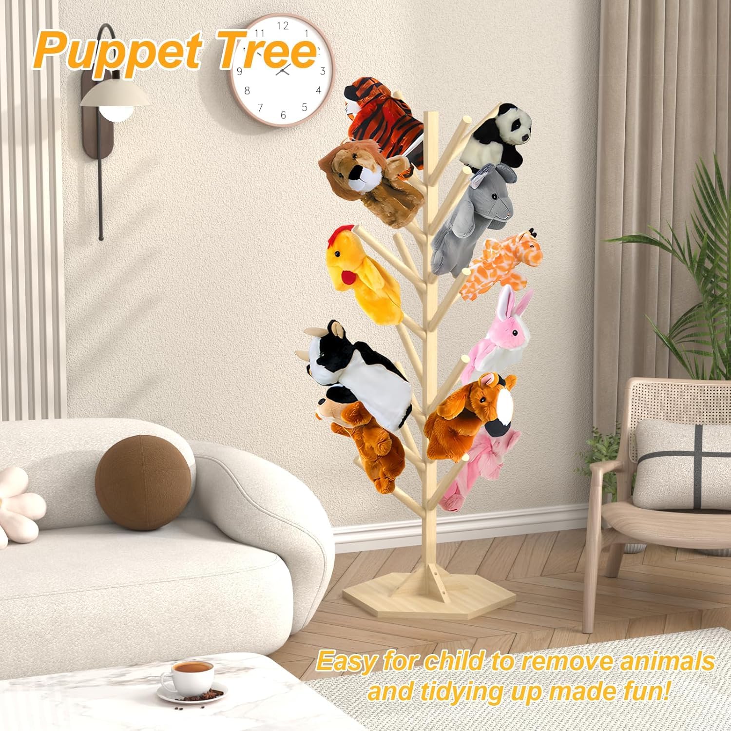 Puppet Storage Racks Wooden Puppet Holder FINGERINSPIRE Wooden Puppet Stand - Holds 8 ...