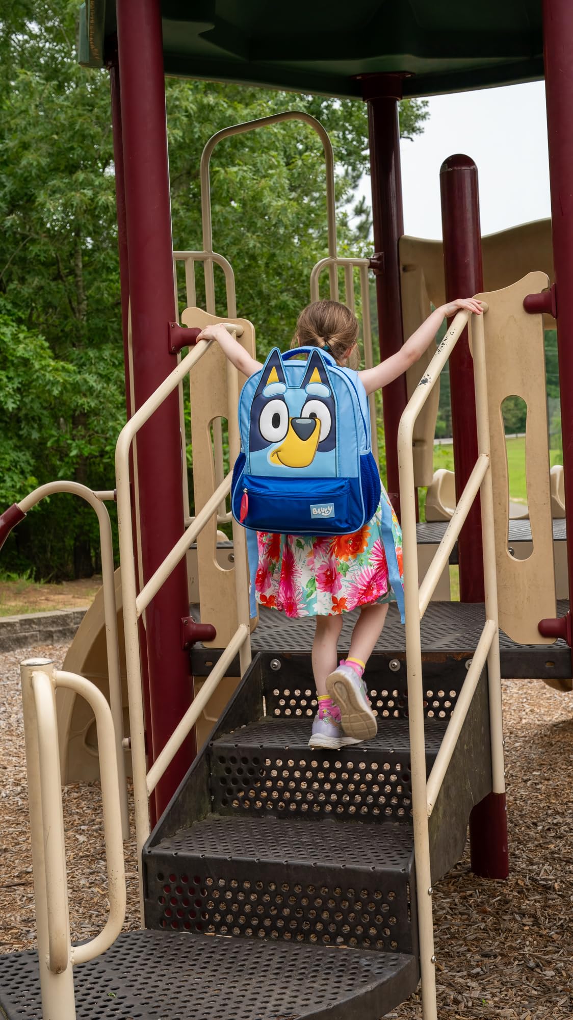 Bluey Mochila para niños, mochila escolar de 16 pulgadas con características 3D, color azul, Negro/Azul, Estándar, Personaje