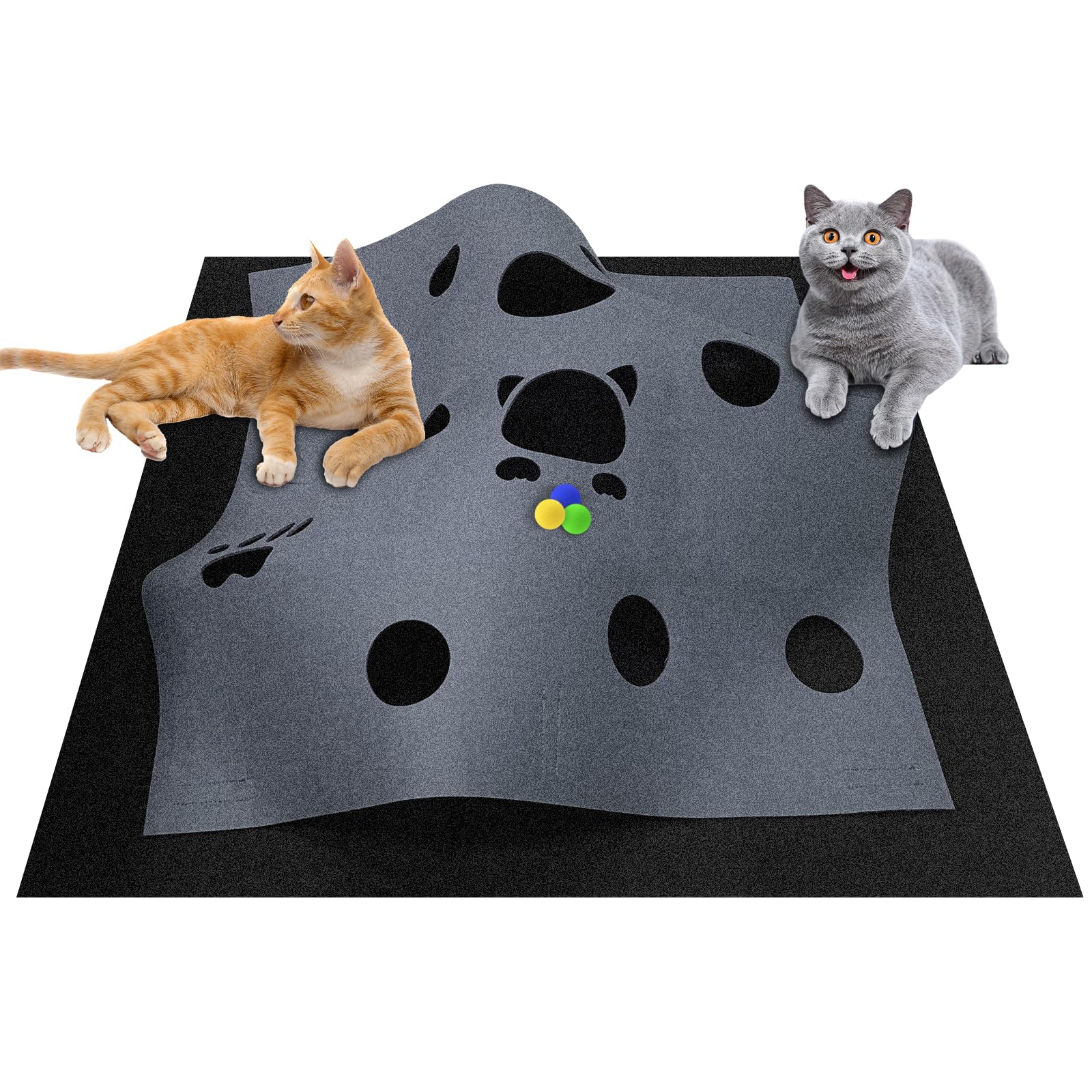 Juguete para gatos y alfombrilla para rascar, túnel de fieltro para gatos, túnel de juego y esterilla para dormir, para jugar de forma inteligente con .Número de patente: No 015084058-0001