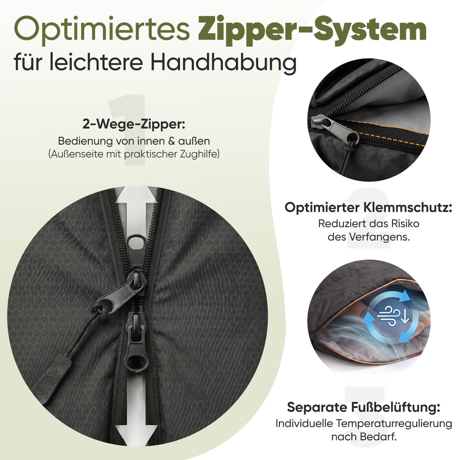 Sekey Schlafsack 220 x 80 cm - 1,45 kg 3-Jahreszeiten-Deckenschlafsack, 2-in-1 als Decke nutzbar, 10 °C bis 20 °C - Separate Fußbelüftung, Anti-Klemm-Reißverschluss - für Camping & Outdoor