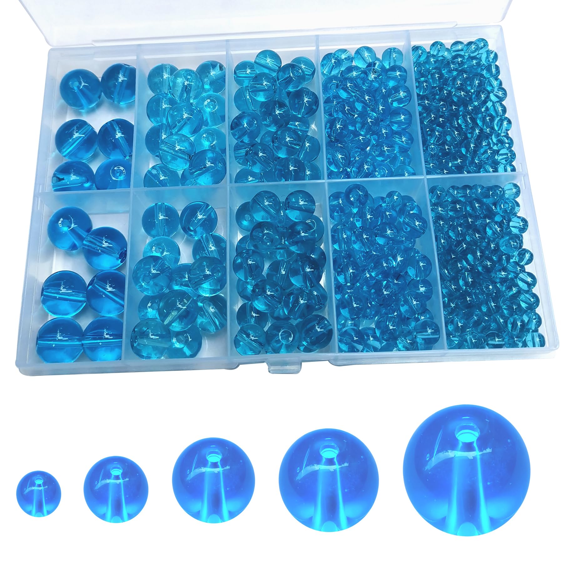 Gocelyn 470+ PCS Smooth Round Crystal Glass Beads for Jewelry Making(Blue)