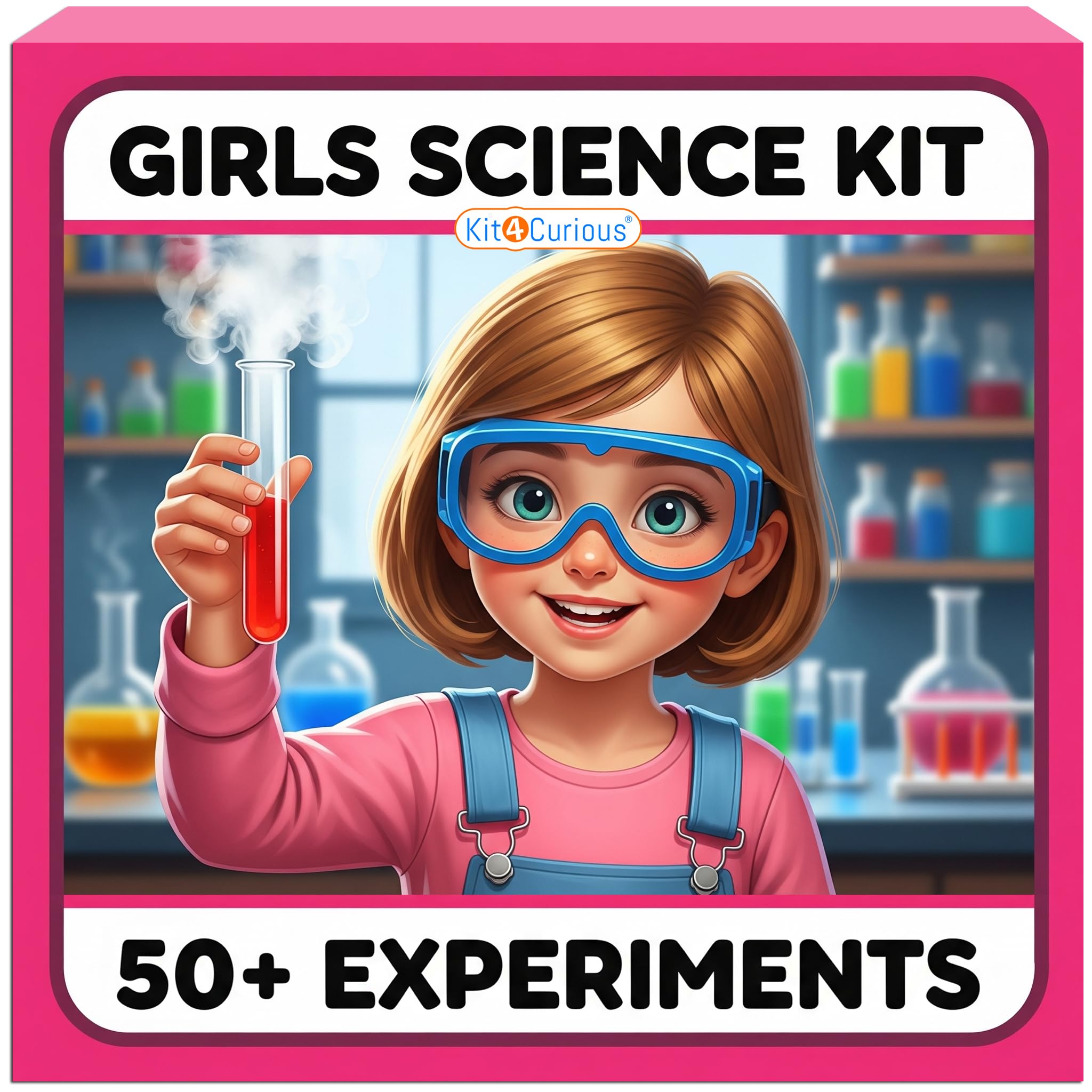 Kit4Curious® Girls Science Kit for 50 Experiments – Girls Birthday Chemistry Learning Starter kit