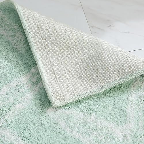 Miniatura 4 de Market & Place Alfombra de baño estampada costera, verde y blanco, decoración moderna de baño para bañera y ducha, alfombras de baño absorbentes, 20
