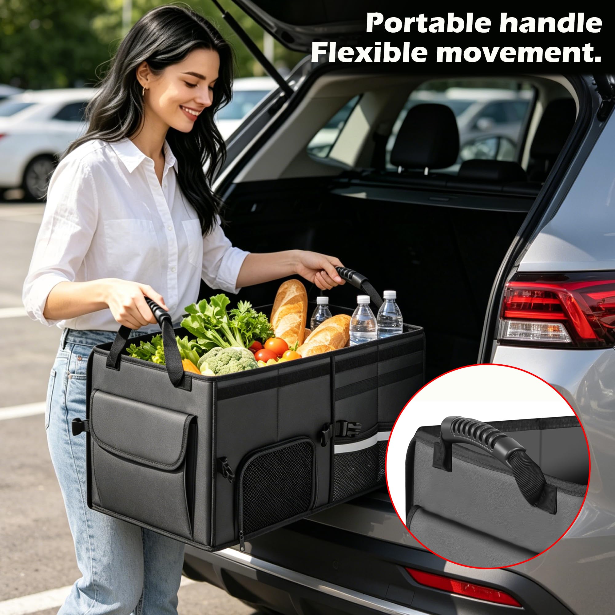 Kofferraum Organizer Auto, Leder Aufbewahrungsbox,2 Compartment