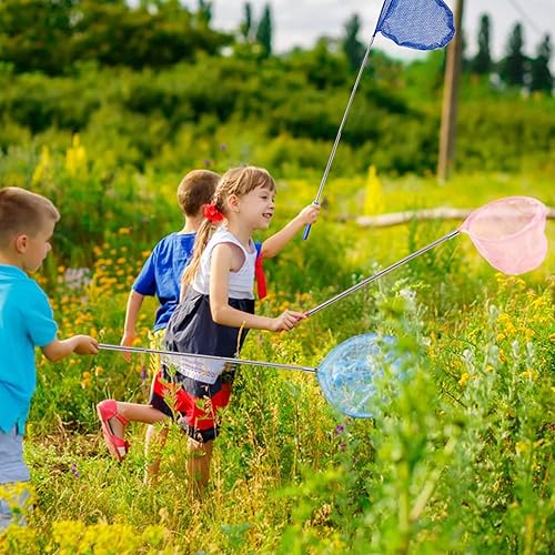 Miniatura 3 de Juego de red de malla para peces, 7 piezas de redes de tanque coloridas con mango largo extensible para uso en interiores y exteriores