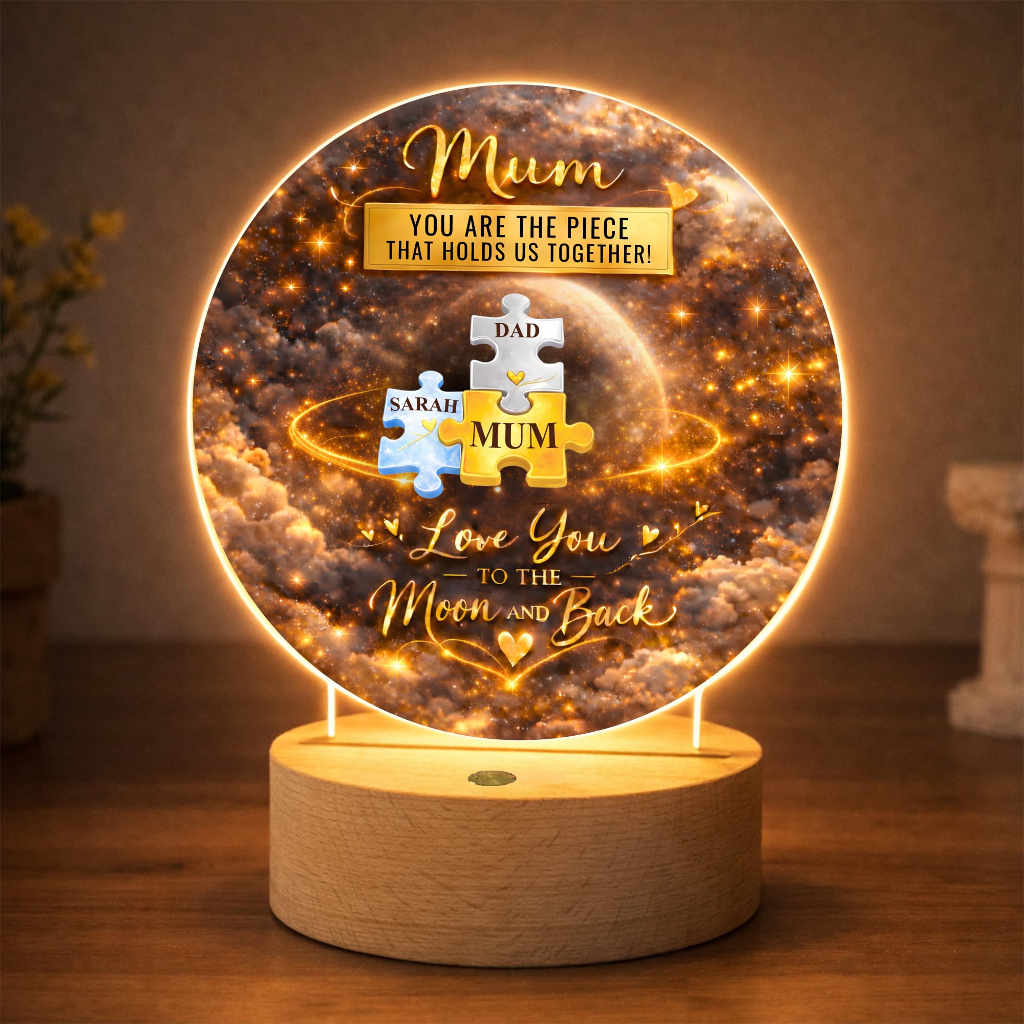 Star Online Mum Holding Piece Personalised Mother’s Day Photo Plaque Gifts For Mum, Acrylic Picture Frame “Mum You Are The Piece That Holds Us Together” Gift From Daughter Or Son
