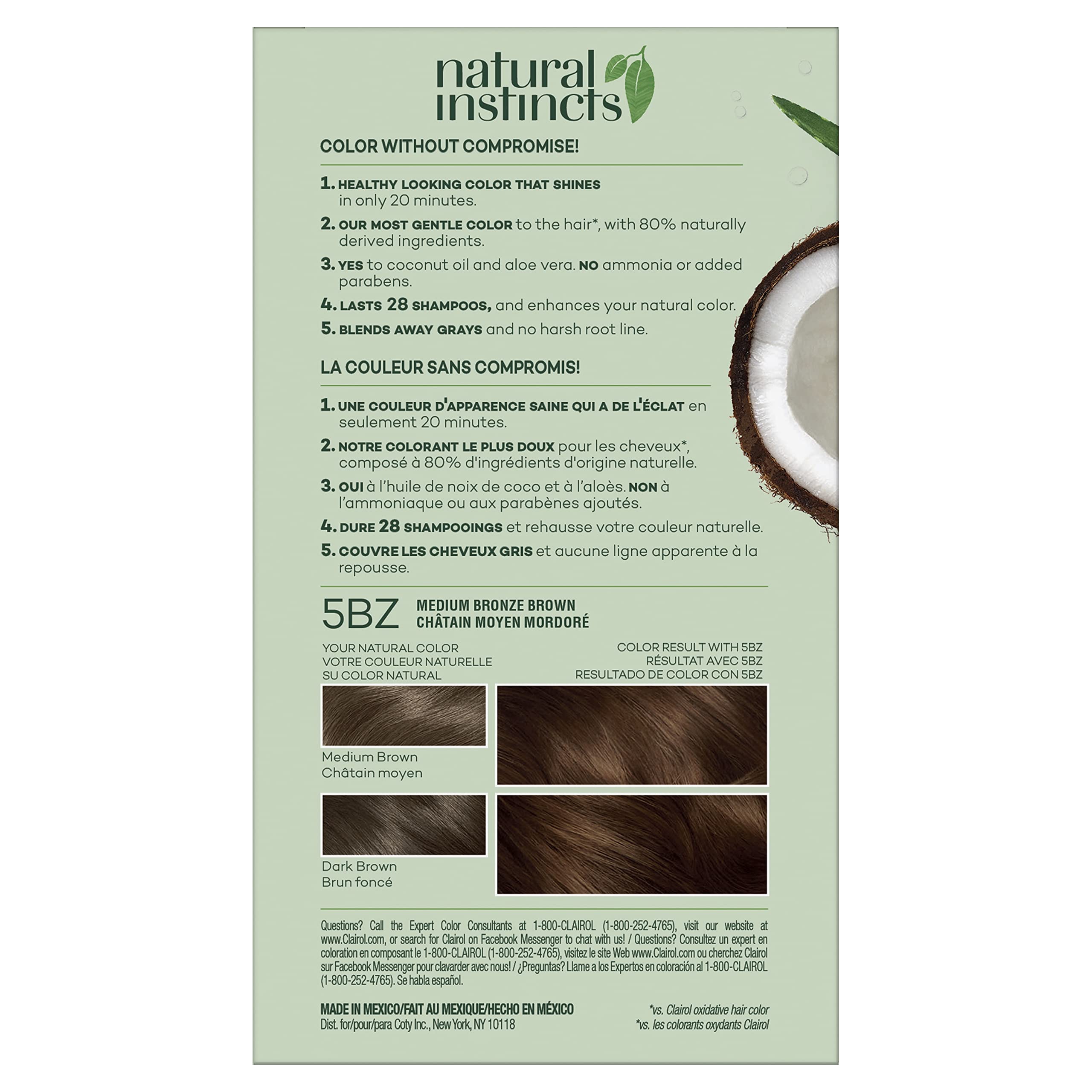 Buy Clairol Natural Instincts DemiPermanent Hair Dye, 5BZ Medium