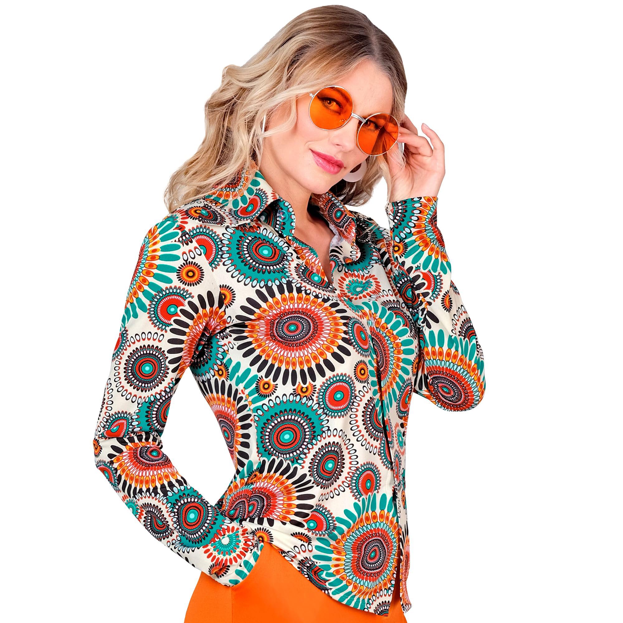 WIDMANN MILANO PARTY FASHION - 60s Blouse for Women, Hippie, Reggae, Flower Power, Disco Fever, Schlagermove