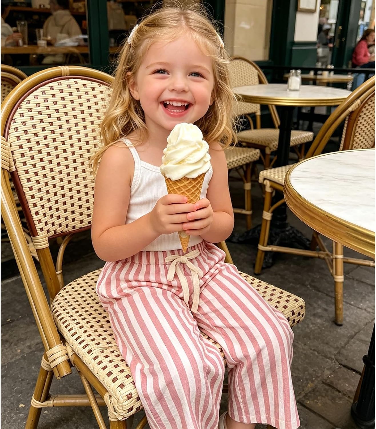 IZYJOY Toddler Girl Boy Pants Striped Wide Leg Casual Pant 2 Pack Elastic Waist Summer Fall Trousers Kids Loose Long Pants