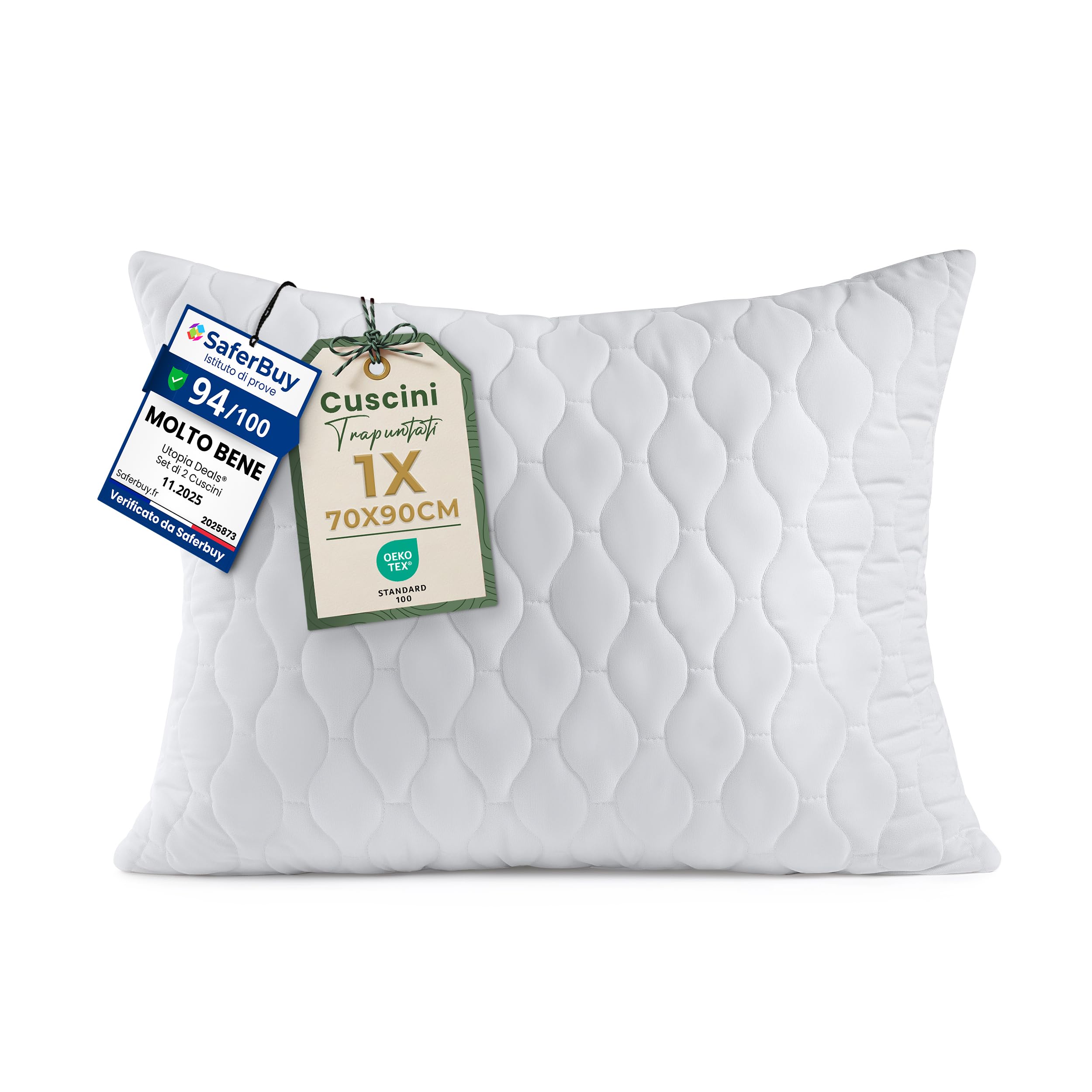 Utopia Bedding Cuscini trapuntati 70x90 cm Bianco