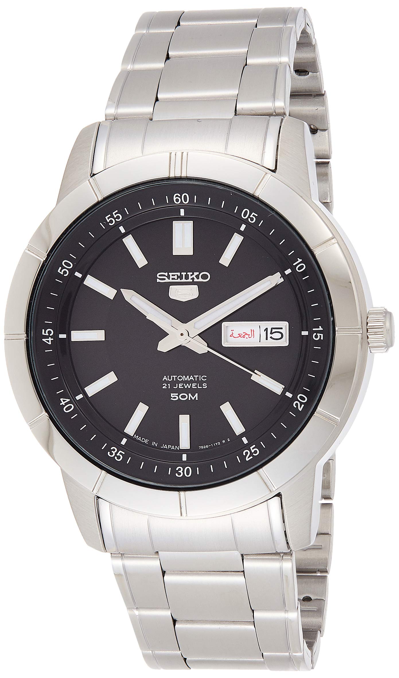 Seiko Men Automatic Watch, Analog Display And Stainless Steel Strap SNKN55J1