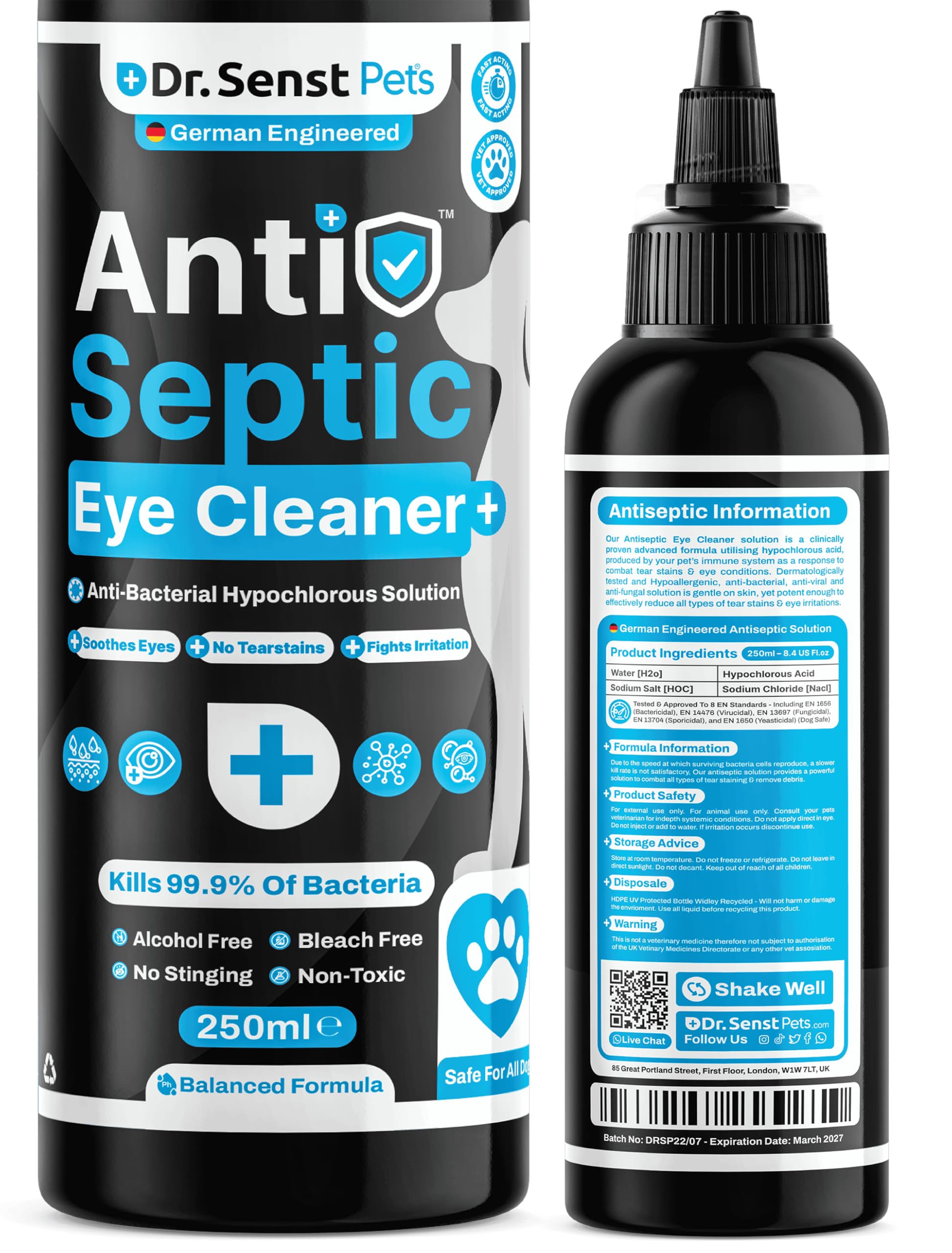 Dr Senst Dog Eye Drops 250ml Natural Antiseptic Dog Eye
