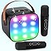 Kinder Karaoke Maschine, Karaoke Mikrofon Kinder Tragbarer Bluetooth Lautsprecher mit LED Lichteffekten für Kinder Erwachsene, Geschenke für Mädchen，Spielzeug für 3 4 5 6 7 8+ Jahre (Schwarz) Schwarz-2 Mikrofone