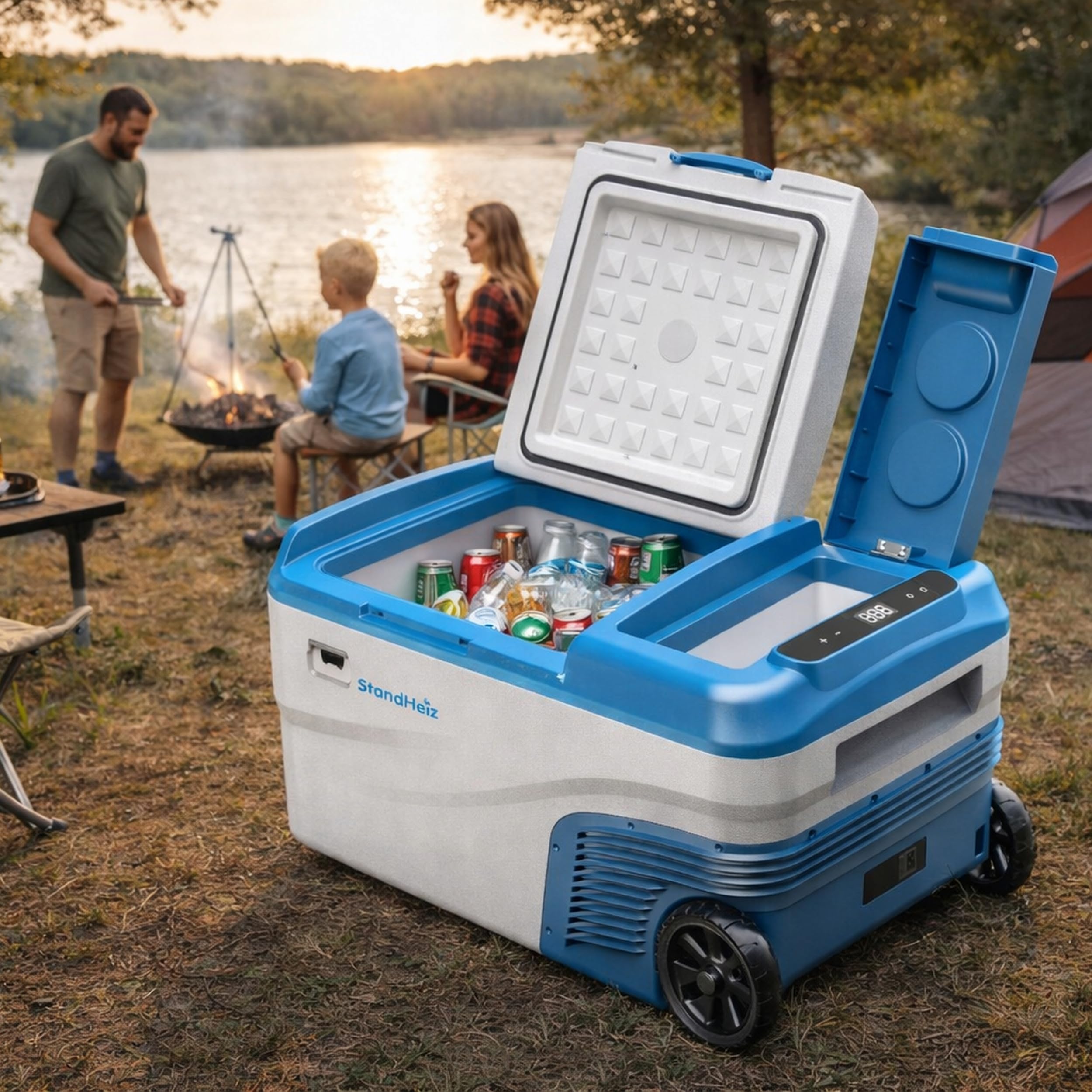 Kompressor Kühlbox 25L Camping Kompressor Kühlschrank 12V Eine ideale Lösung für Wohnwagen und PKW, LKW, Wohnmobile, mit Gefrierschrank bis -20°C, angetrieben 12V, 24V, 230V