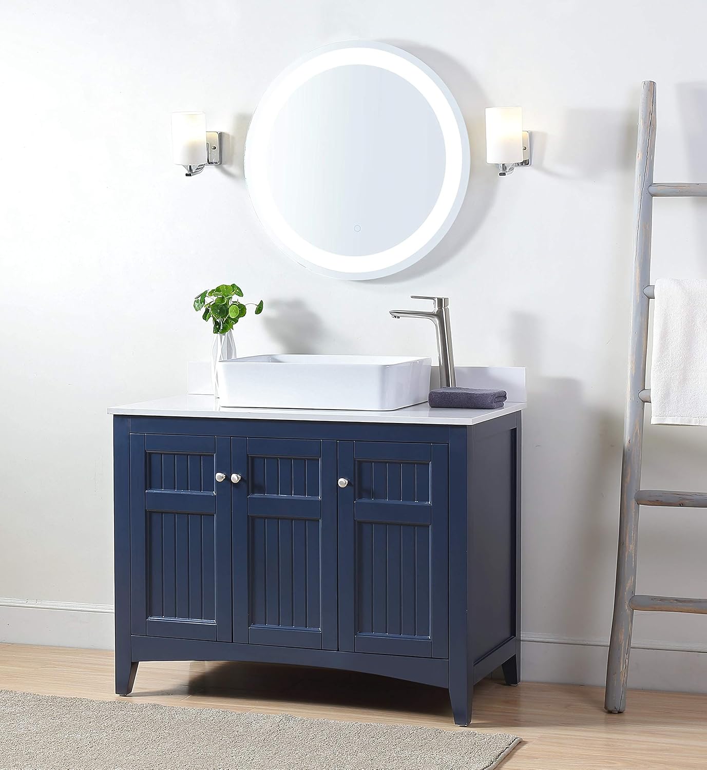 42" Triadsville Casual Style Vessel Sink Navy Blue Bathroom Vanity ZK-77333NB