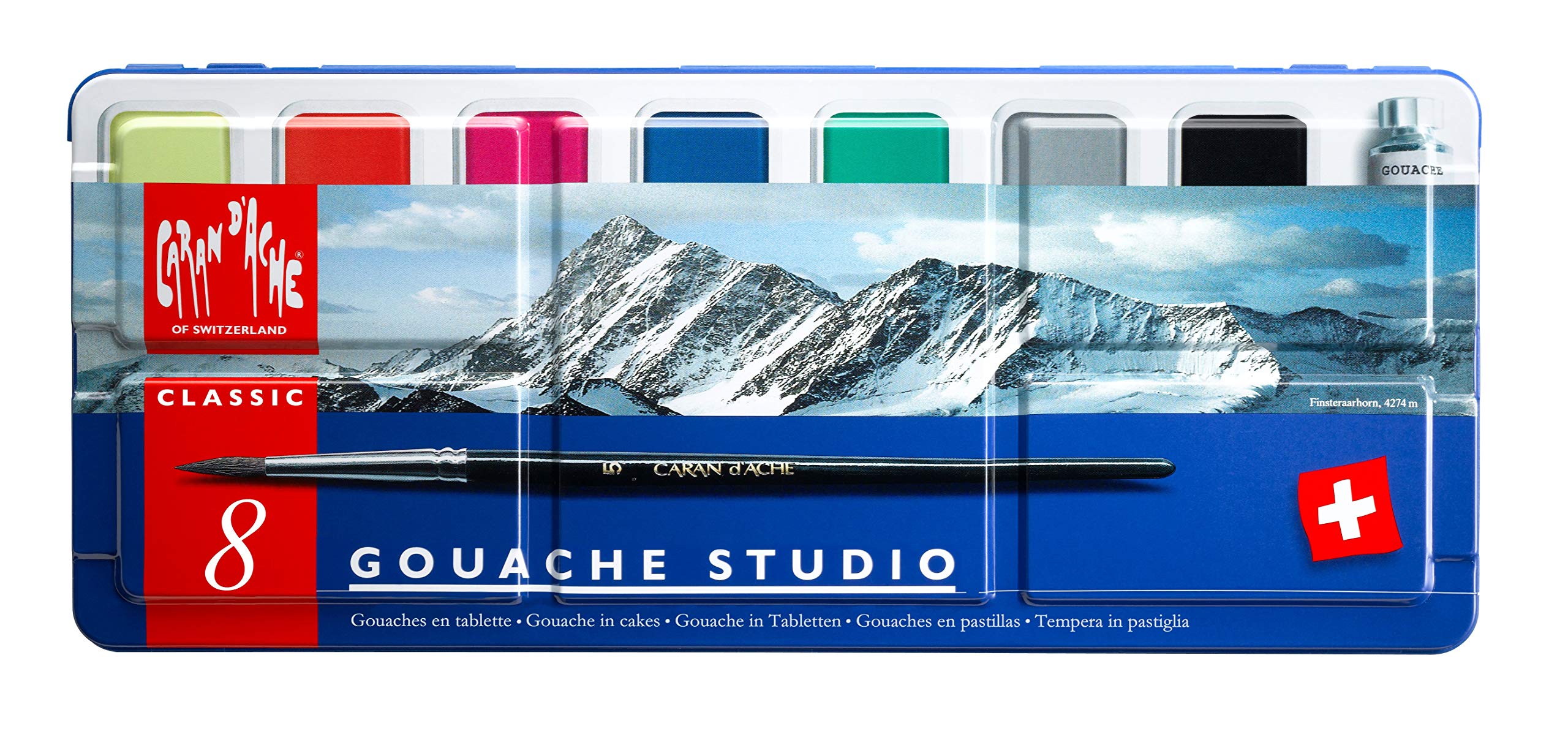 CARAN d'ACHE - GOUACHE STUDIO - Palette mit 7 Farbtabletten und Zubehör