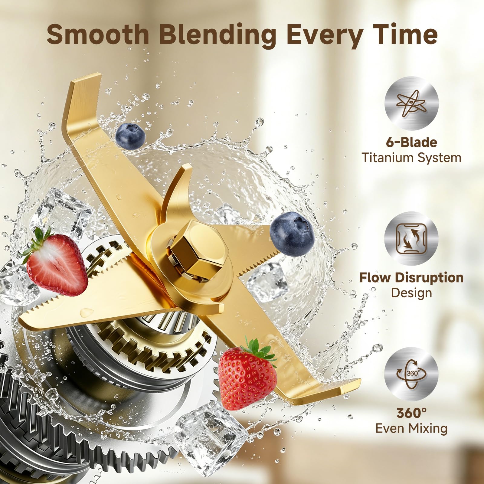 AMZCHEF blender 1800 W do smoothie, miska 2 l z tritanu, bez BPA, idealna do kruszonego lodu, mrożonych owoców i sosów, 5 wstępnie ustawionych programów i 9 prędkości [klasa energetyczna A+++]