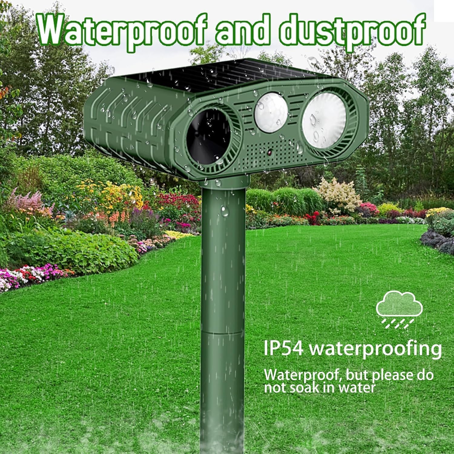 Repulsif Chat Solaire, Répulsif Chat Ultrason 3 Modes, Solaire et USB Répulsif Animaux, Imperméable IP54 Repulsif Chat Exterieur pour Anti Chats Chiens Souris Ratons Animaux de Jardin