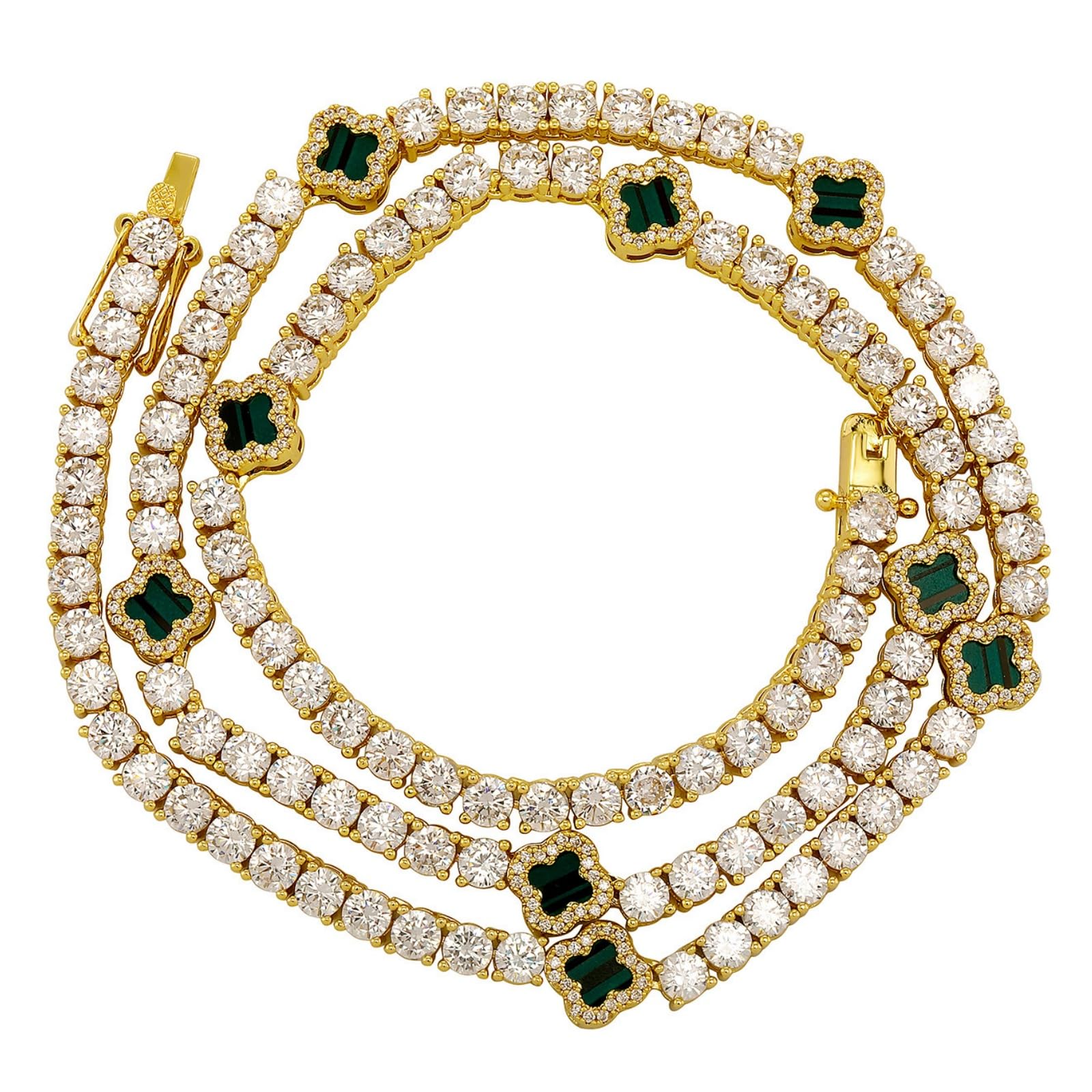 LYGBAOFUL Bracciale da Donna a Catena da Tennis a Quattro Foglie con zirconi cubici, Elegante Collana con clavicola, Regalo di Gioielli minimalisti