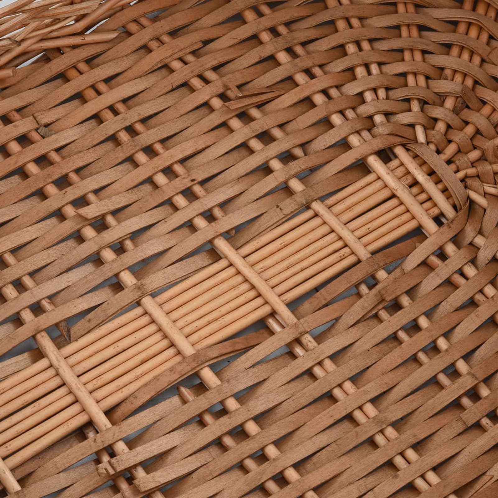 Cesta per Legna con Maniglie 78x54x34cm Salice Naturale, Cesto in Vimini Portalegna, Cestino da Picnic Portaoggetti, Cesto Regalo per Feste, Raccolta Castagne, Funghi