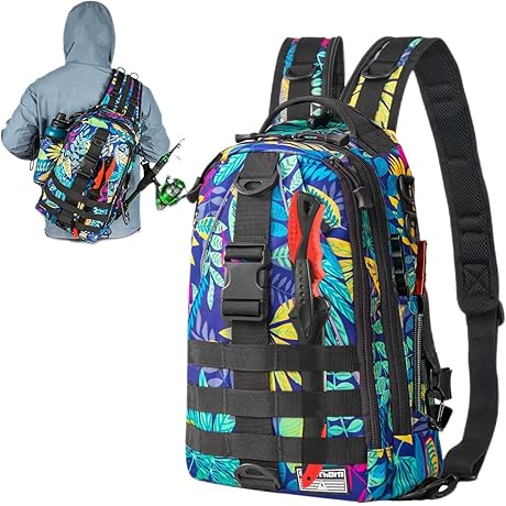Ghosthorn Fishing Backpack: Tackle Sling Bag with Rod Holder
