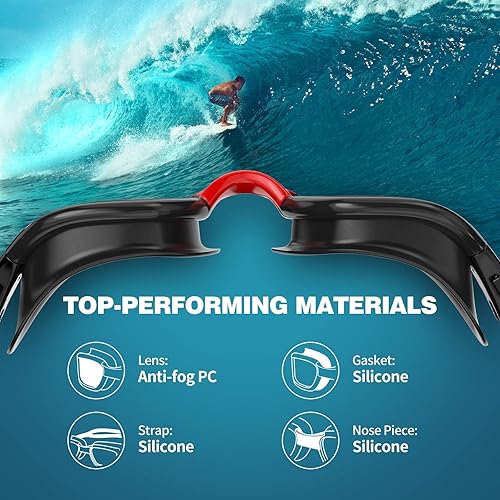 Miniatura 4 de Robee Gafas de natación, gorra de natación y funda para gafas, gafas de natación polarizadas, gorra de silicona para hombres y mujeres adultos