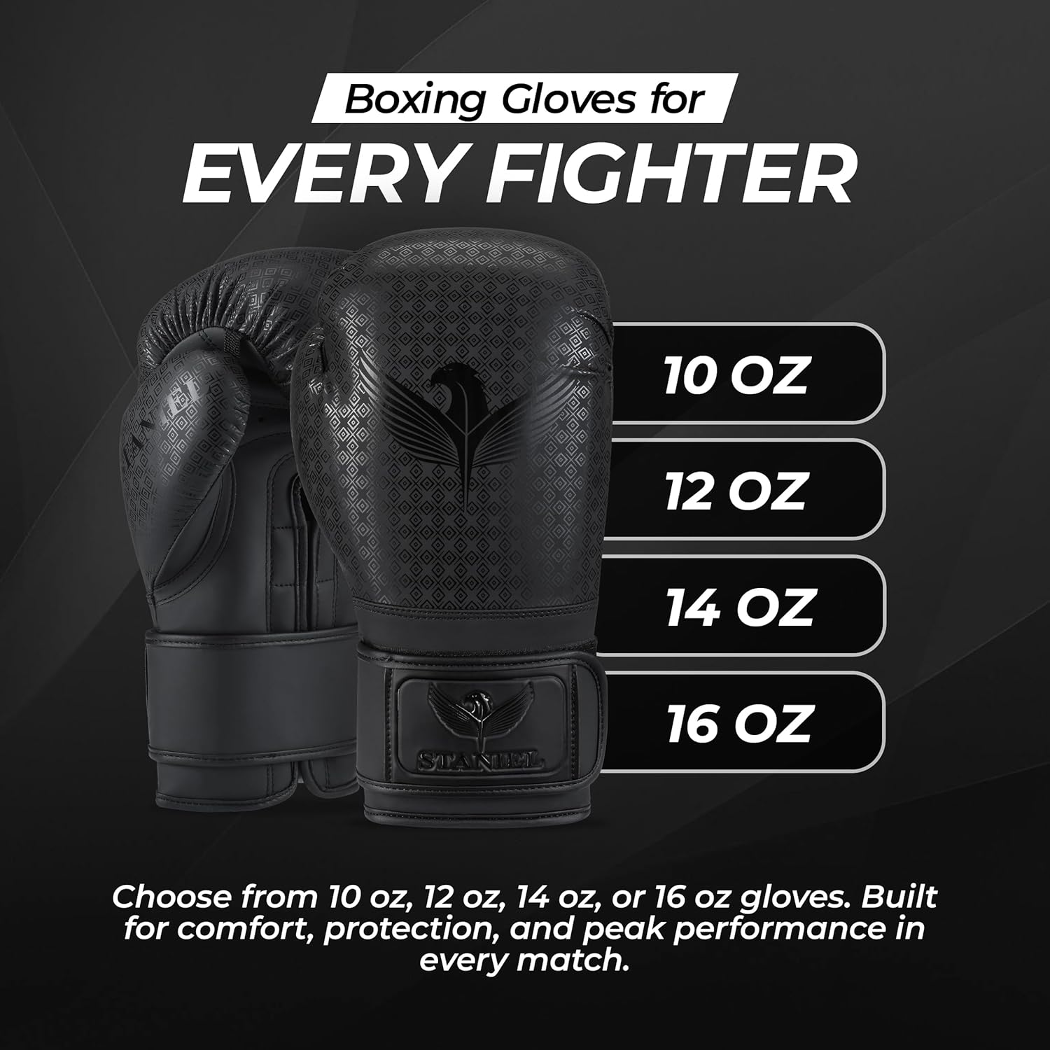 Staniel Osprey Series S7 Boxing Training Gloves - Synthetic Leather with Long Injected Foam Padding, Extra-Wide Hook & Loop Closure, Foam-Lined Satin Interior for Comfort, Includes Free Mesh Backpack