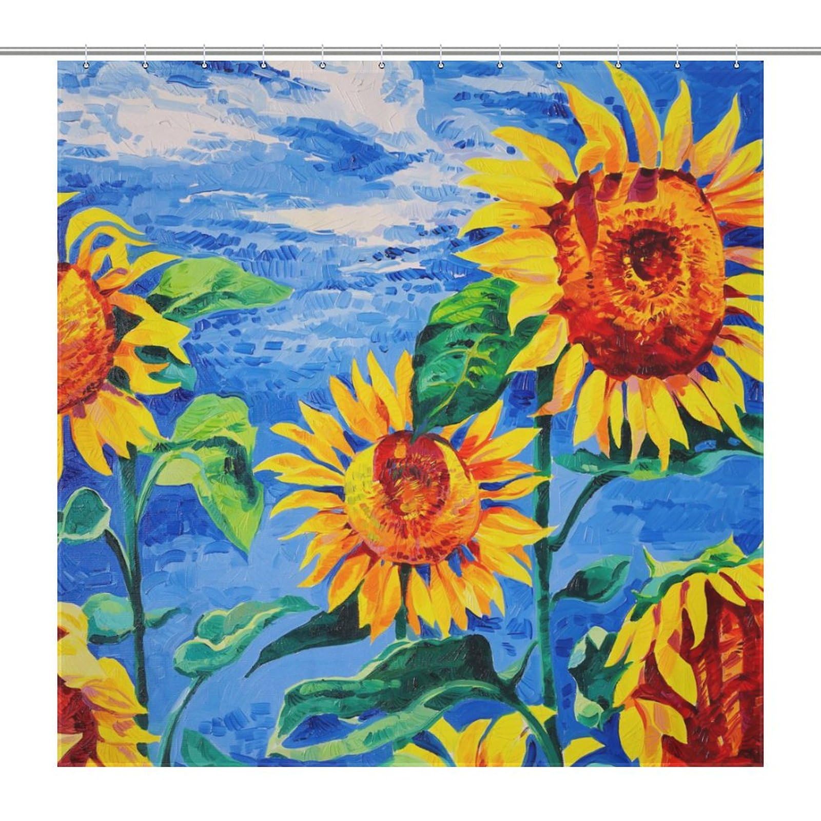 Rideau de douche fleur de tournesol pour une salle de bain lumineuse