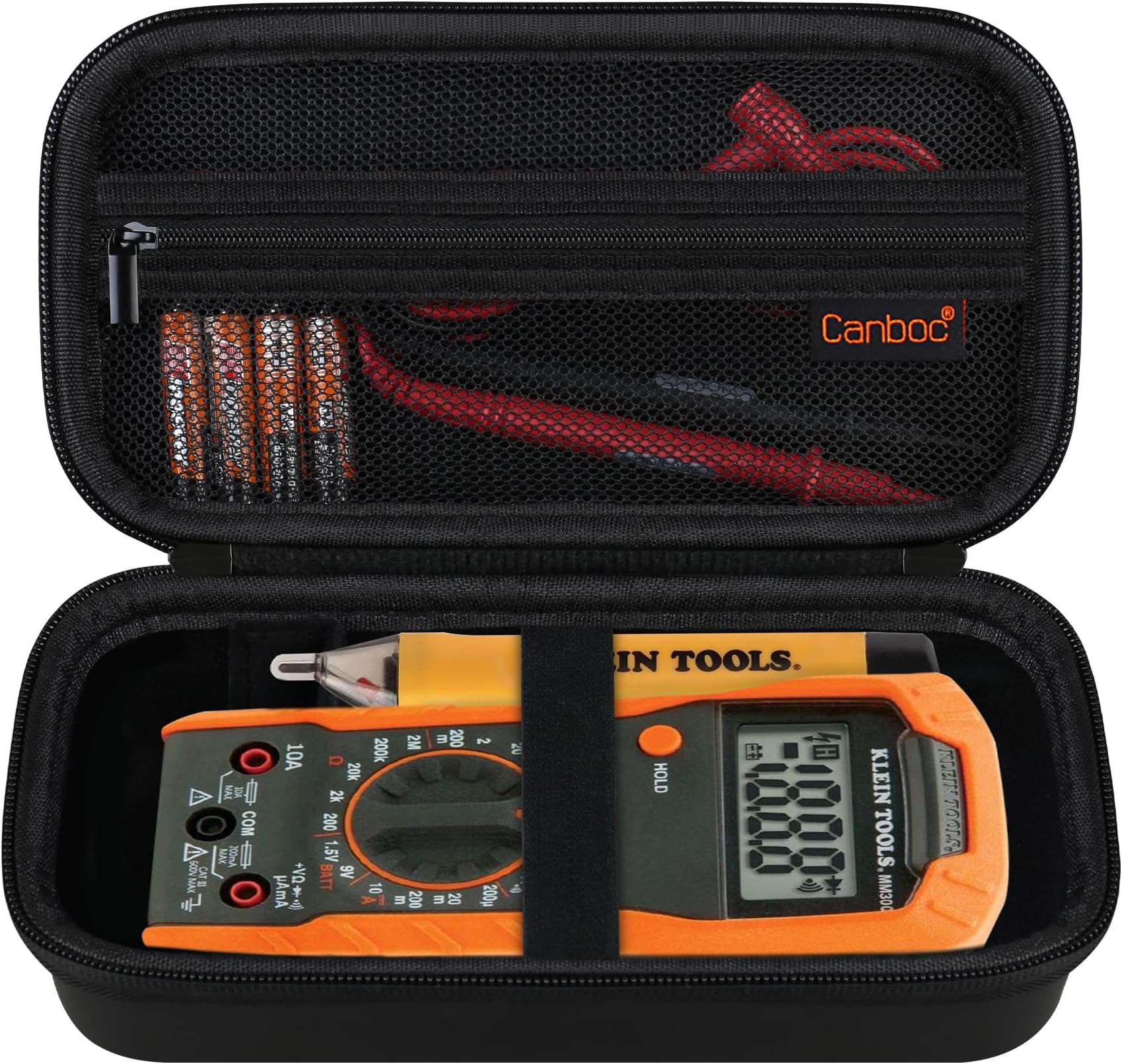 Canboc Carrying Case for Klein Tools 69149P/69355/MM300/MM400 Digital Multimeter Electrical Test Kit, Bag fit Digital Multimeter, Noncontact Voltage Tester, Leads, Other Accessories, Black(Case Only)