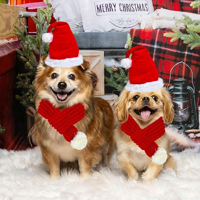 Gorro de Santa para Perros Grandes con Bufanda Ajustable miniatura 5