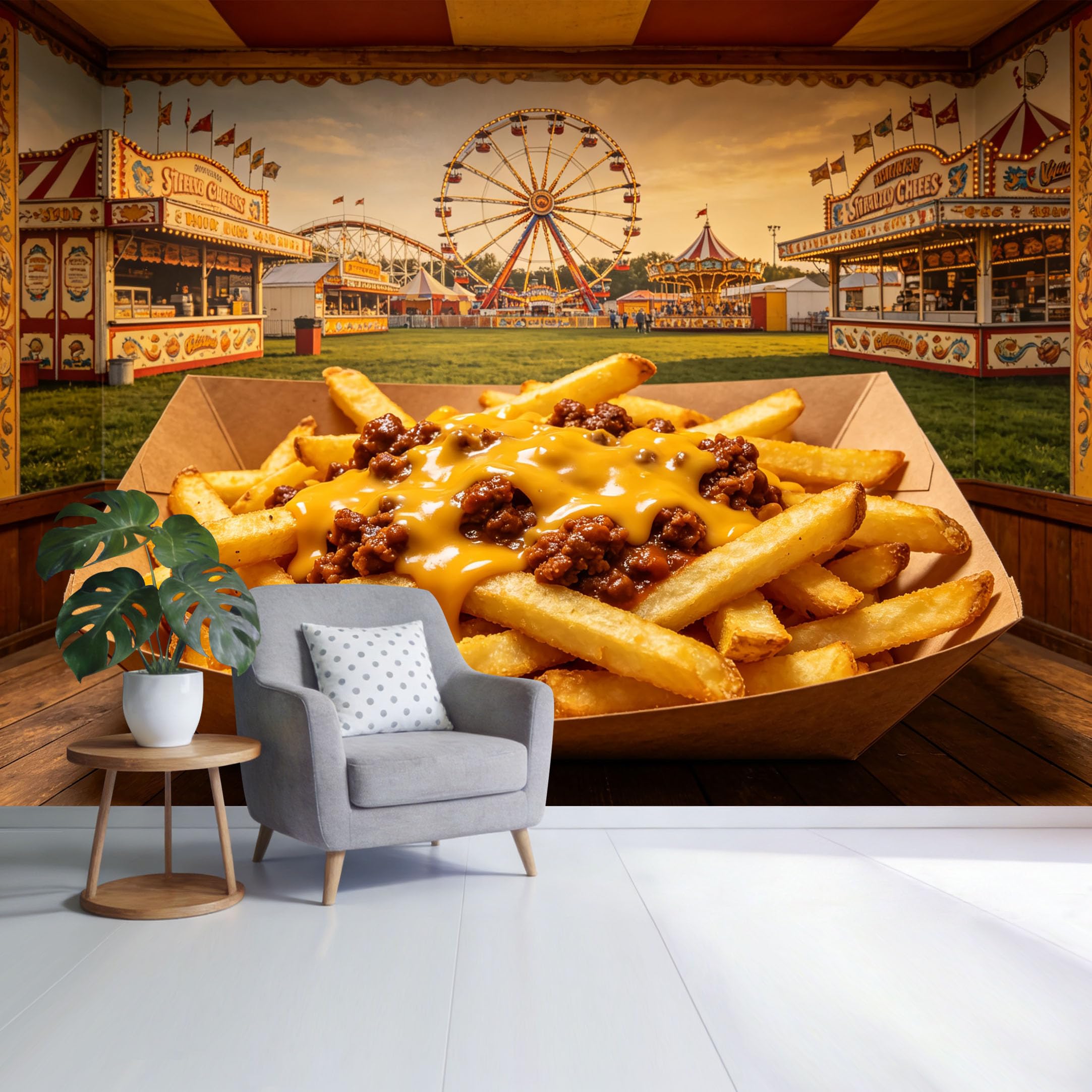 Custom Size Wall Mural Vintage Carnival Fairground Ferris Wheel Food Stall Warm Retro Landscape SelfAdhesive Wall Fabric Removable Wallpaper for Home Office Decor