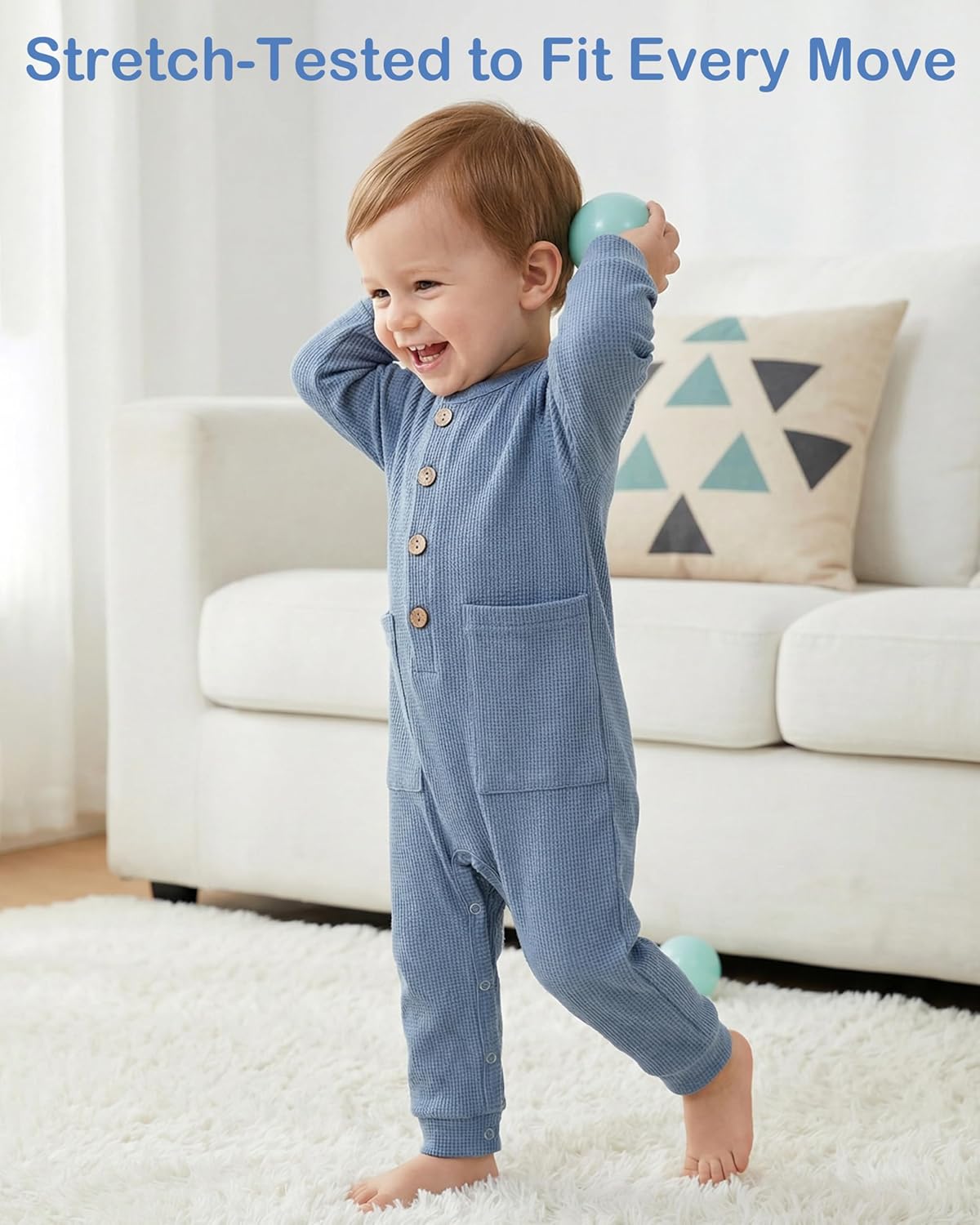 BeiVSlley Newborn Baby Boy Girl 2 Pack Button Solid Romper Infant Long sleeve Knit Cotton Footless Outfits Clothes