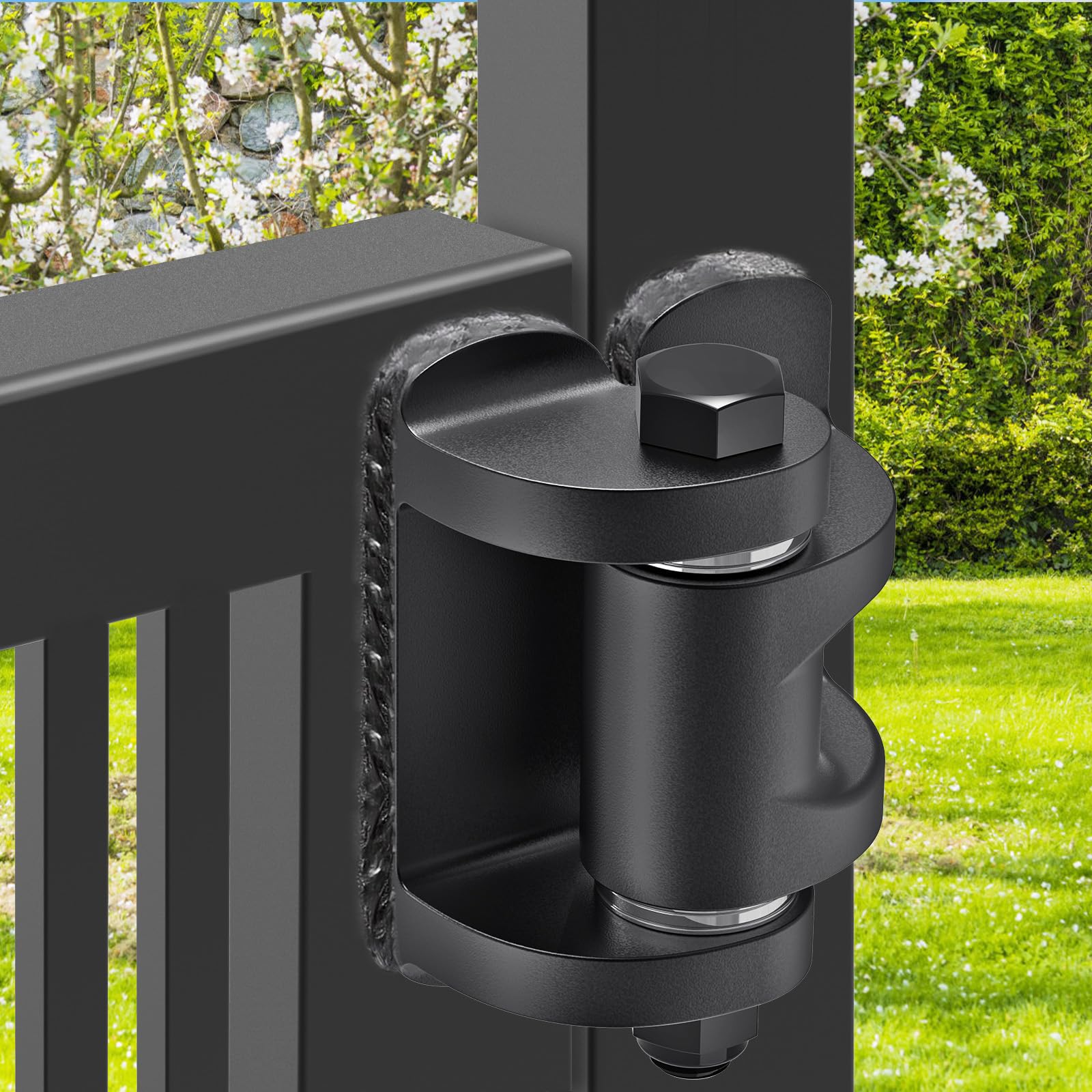 Insaga Bisagras de puerta resistentes de acero al carbono de 6 mm para instalación de soldadura, placa base soldada de doble cara, rodamientos espaciadores integrados, tornillos antisueltos para