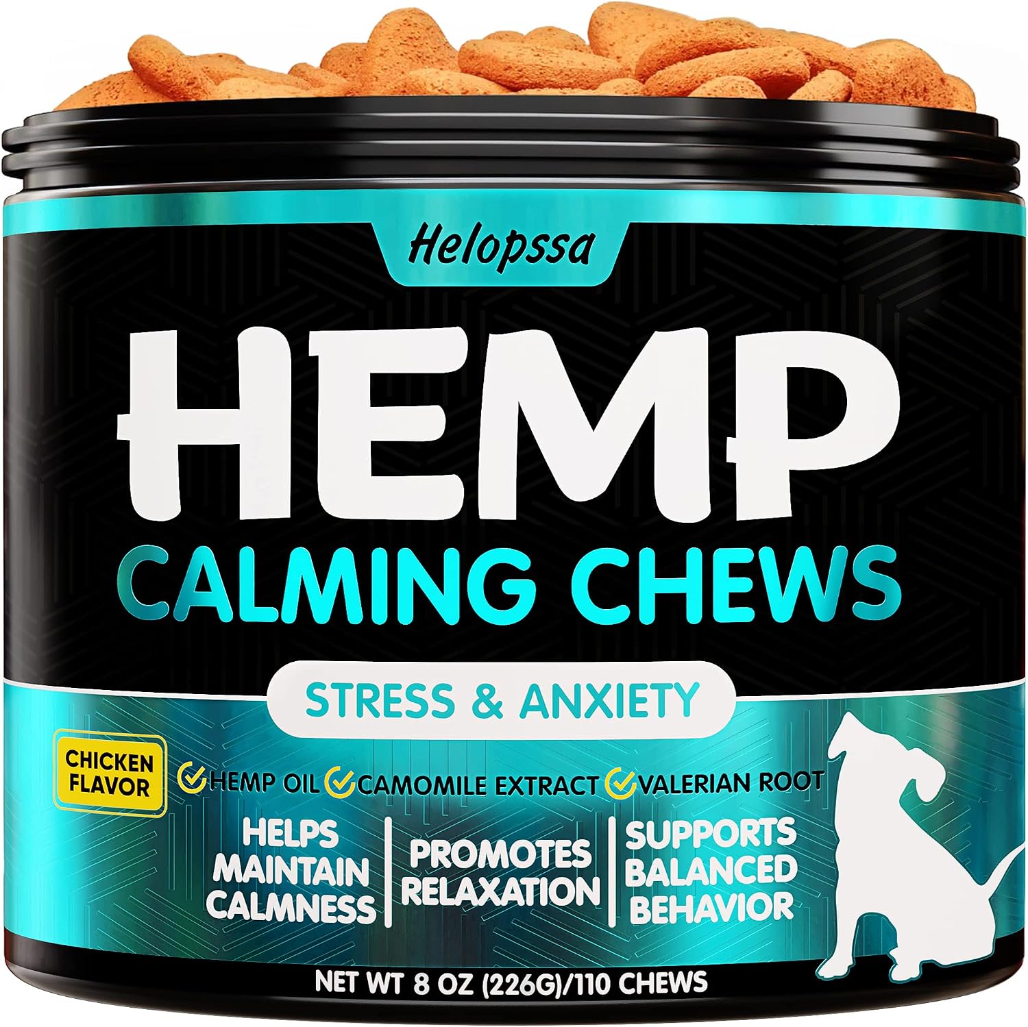 Hemp Calming Chews for Dogs with Anxiety and Stress - Dog Calming Treats - Dog Anxiety Relief - Storms, Barking, Separation - Valerian -…